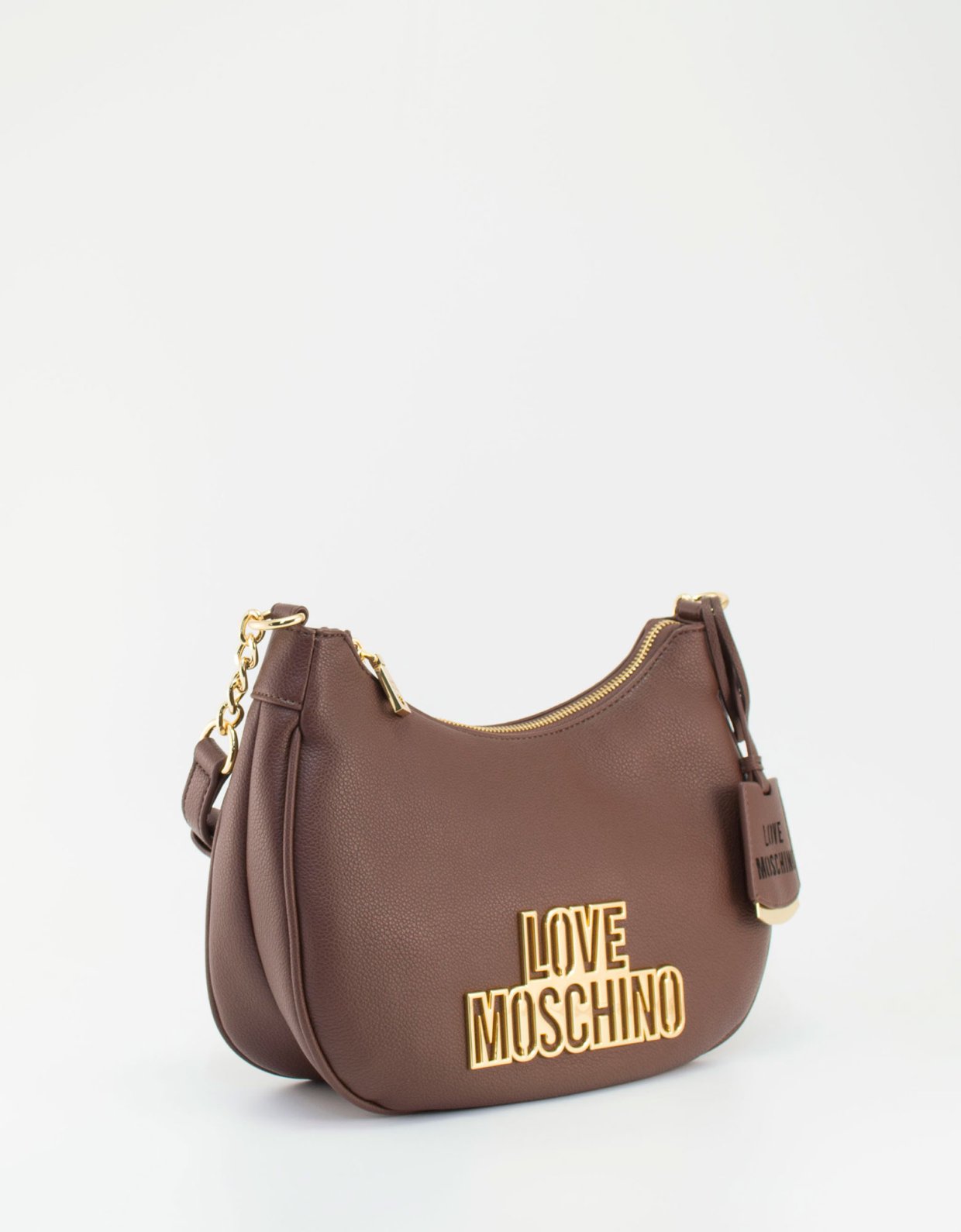 Love Moschino Mini hobo bag metallic logo moro