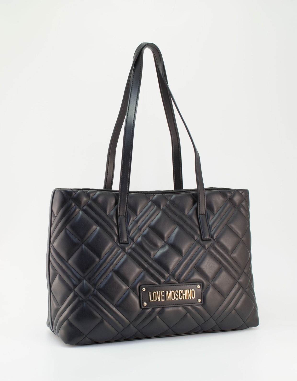 Love Moschino Quilted shoulder bag black gold