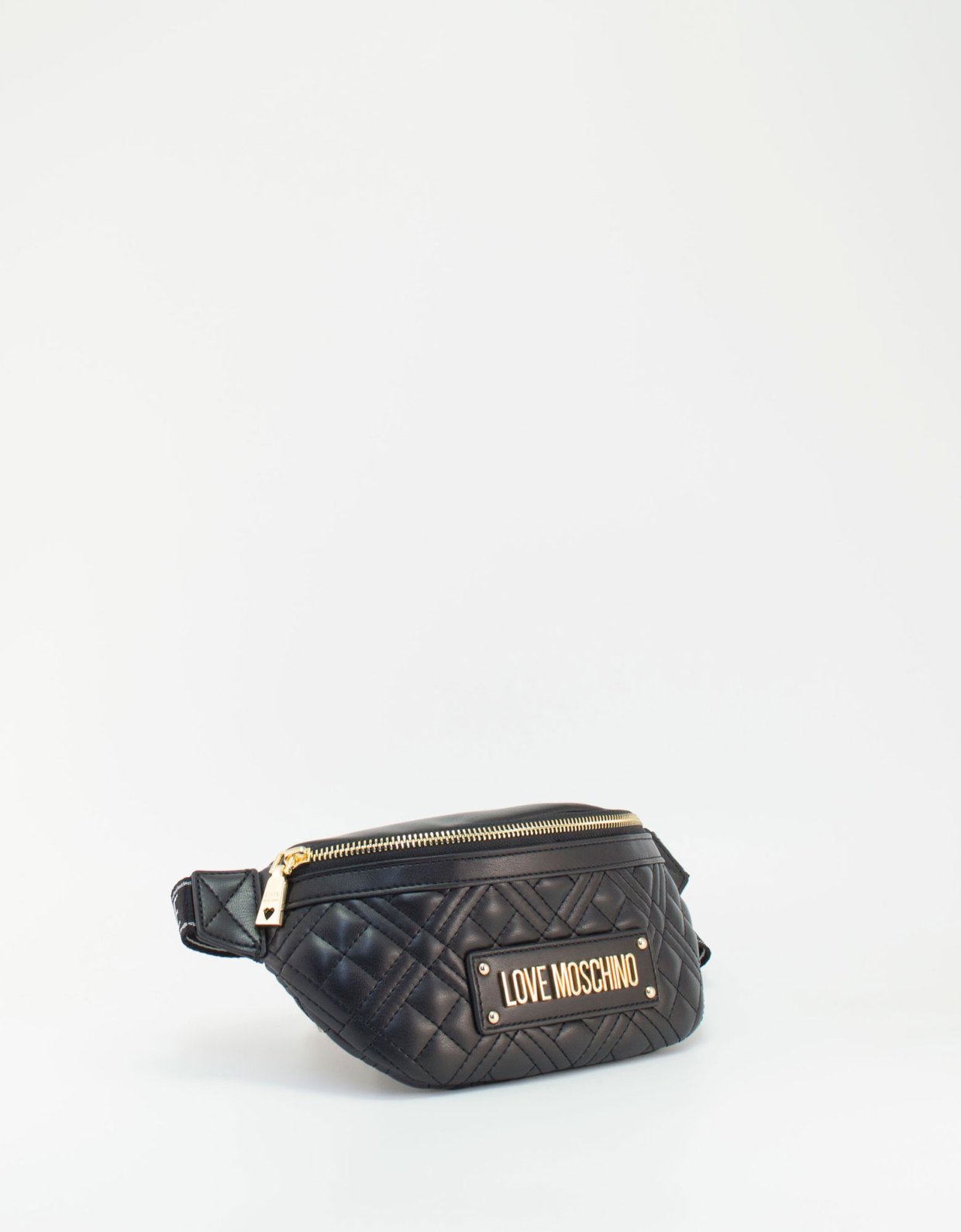 Love Moschino Quilted waist bag black gold