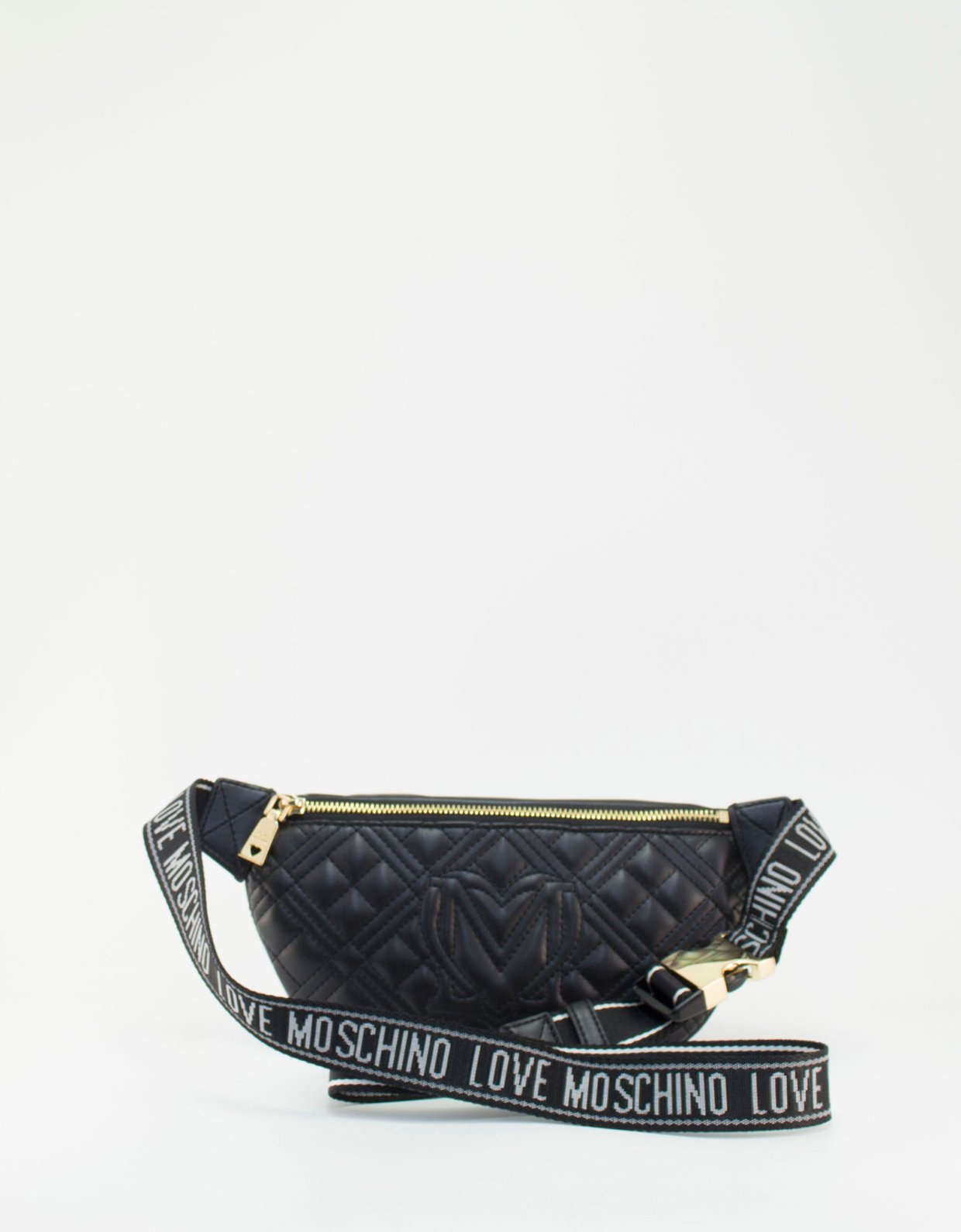 Love Moschino Quilted waist bag black gold