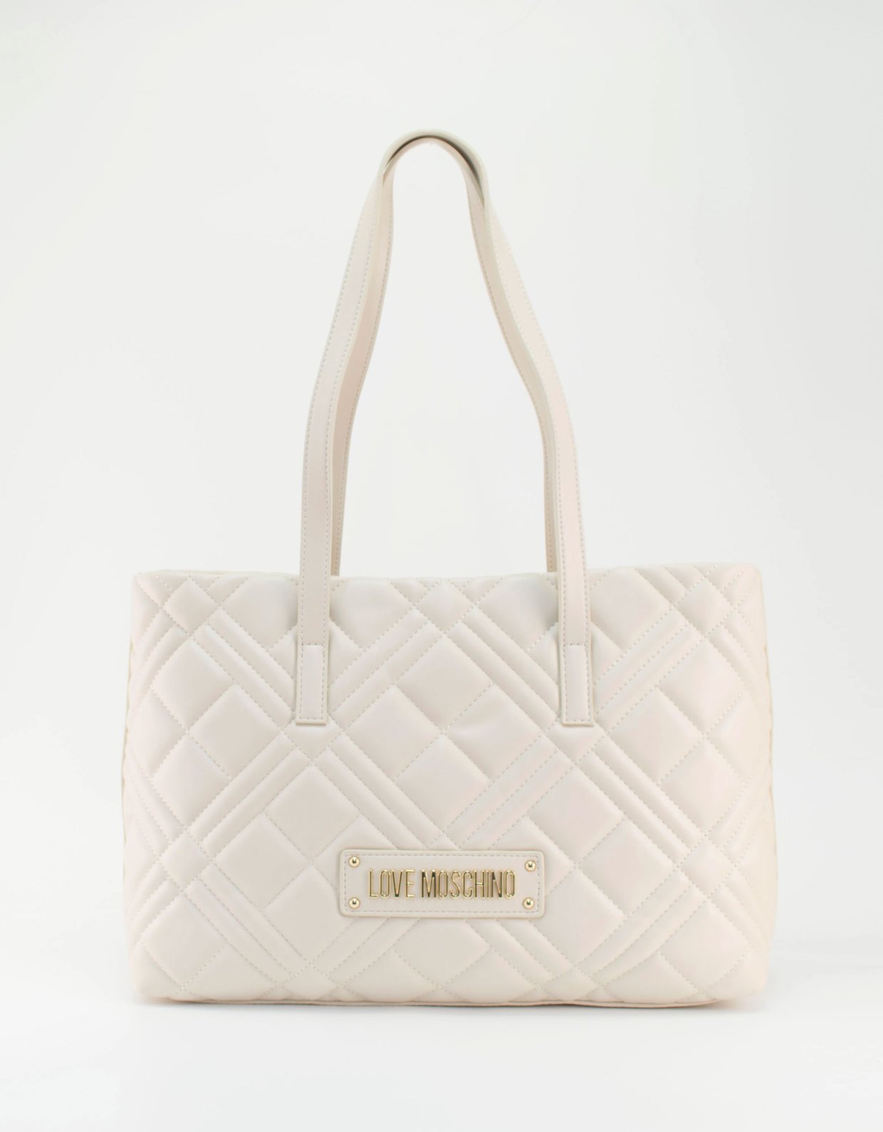 Love Moschino Quilted shoulder bag avorio gold