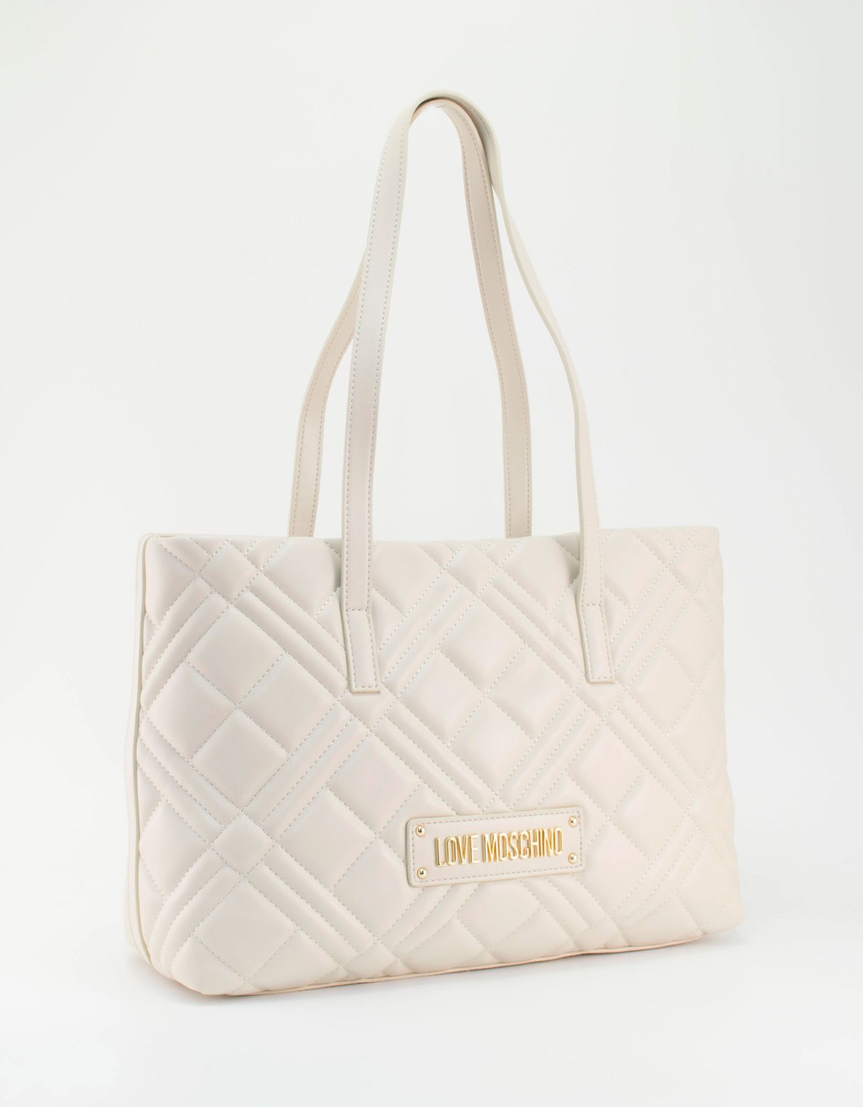 Love Moschino Quilted shoulder bag avorio gold