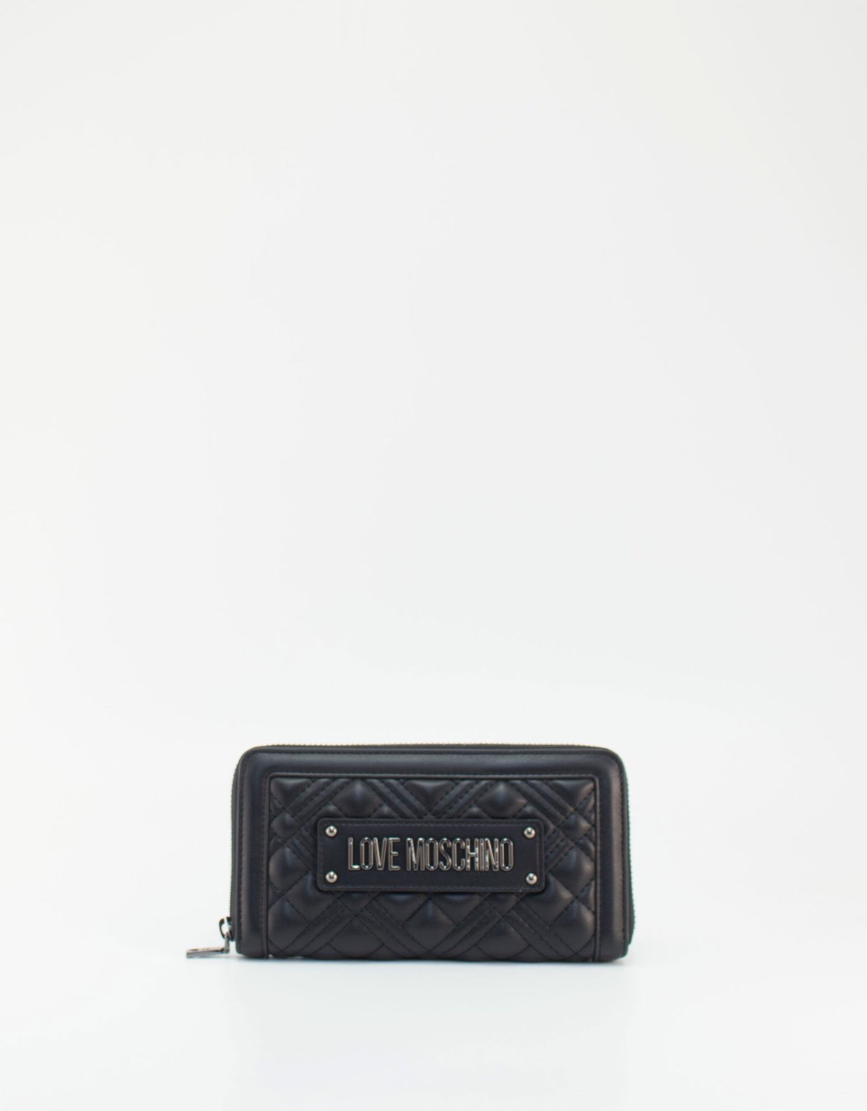 Love Moschino Quilted zip around wallet black nickel