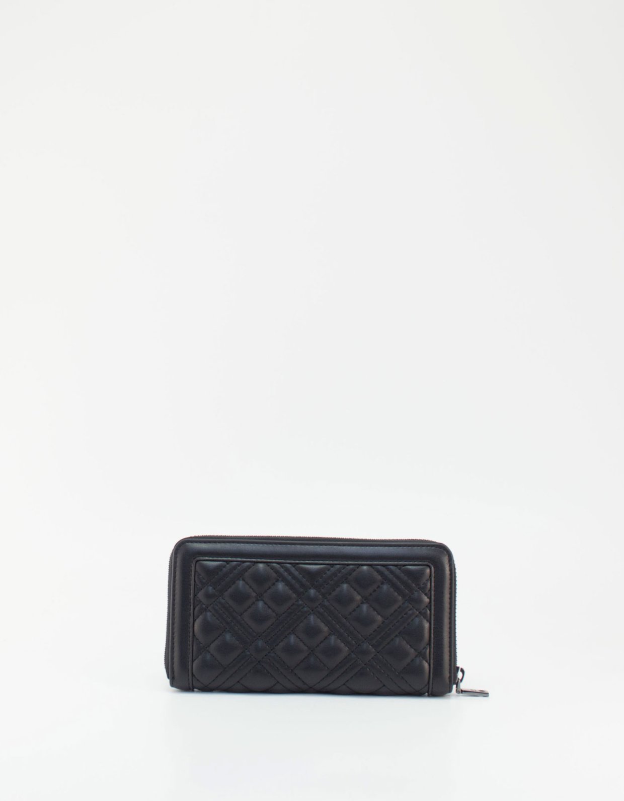 Love Moschino Quilted zip around wallet black nickel