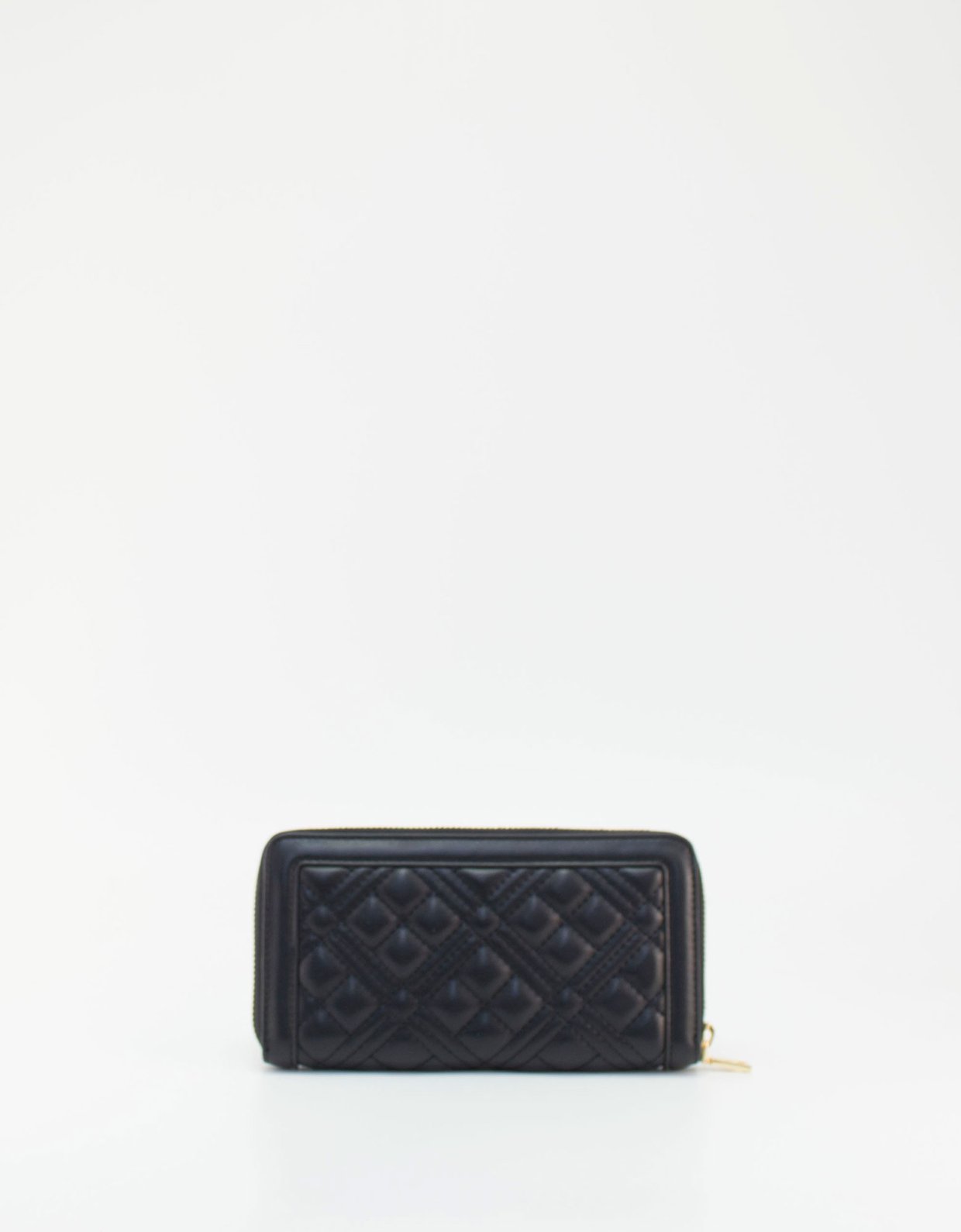 Love Moschino Quilted zip around wallet black gold