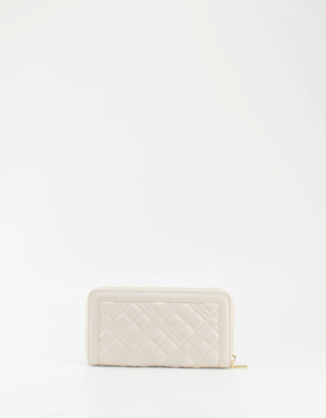 Love Moschino Quilted zip around wallet avorio gold