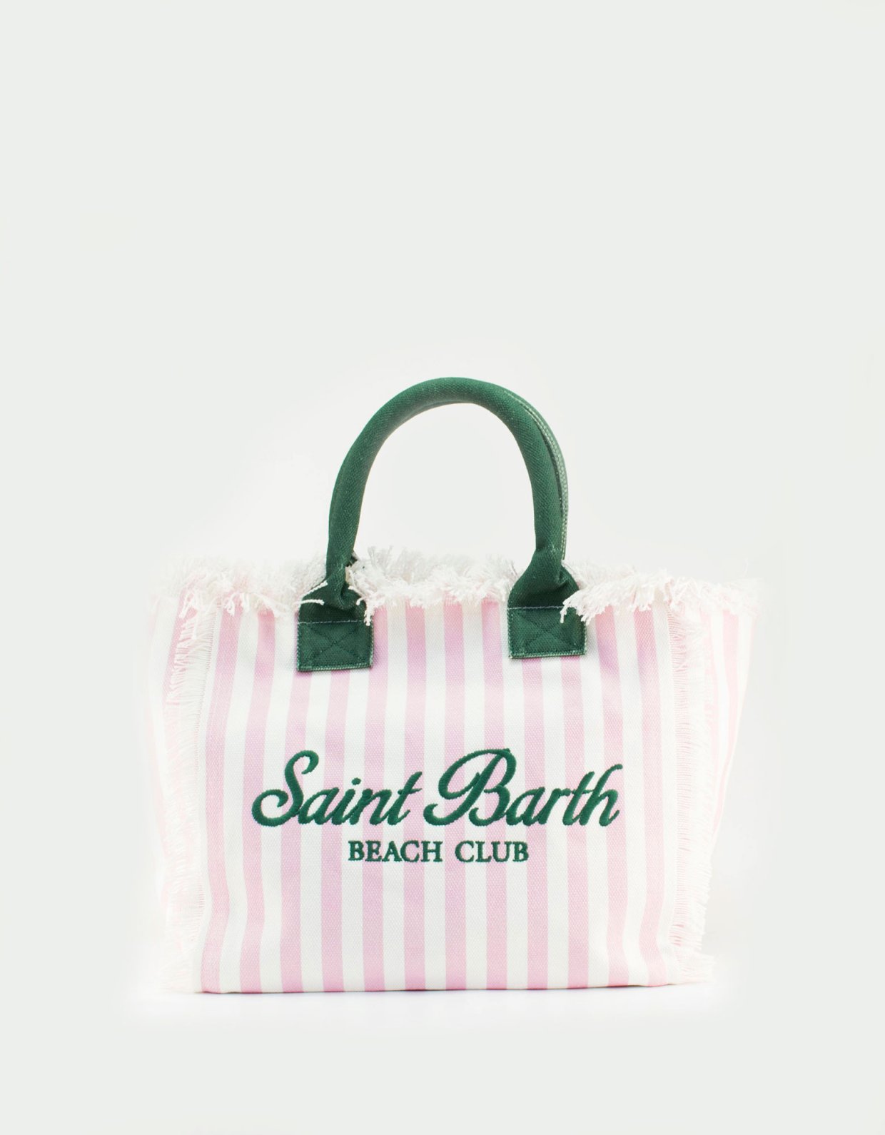 MC2 Saint Barth Cotton canvas vanity tote bag with pink striped print