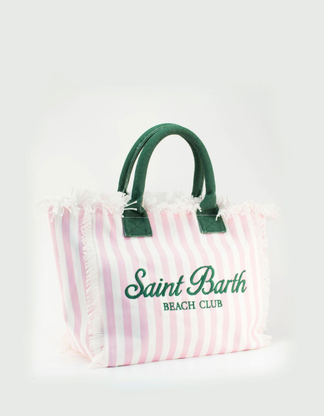 MC2 Saint Barth Cotton canvas vanity tote bag with pink striped print