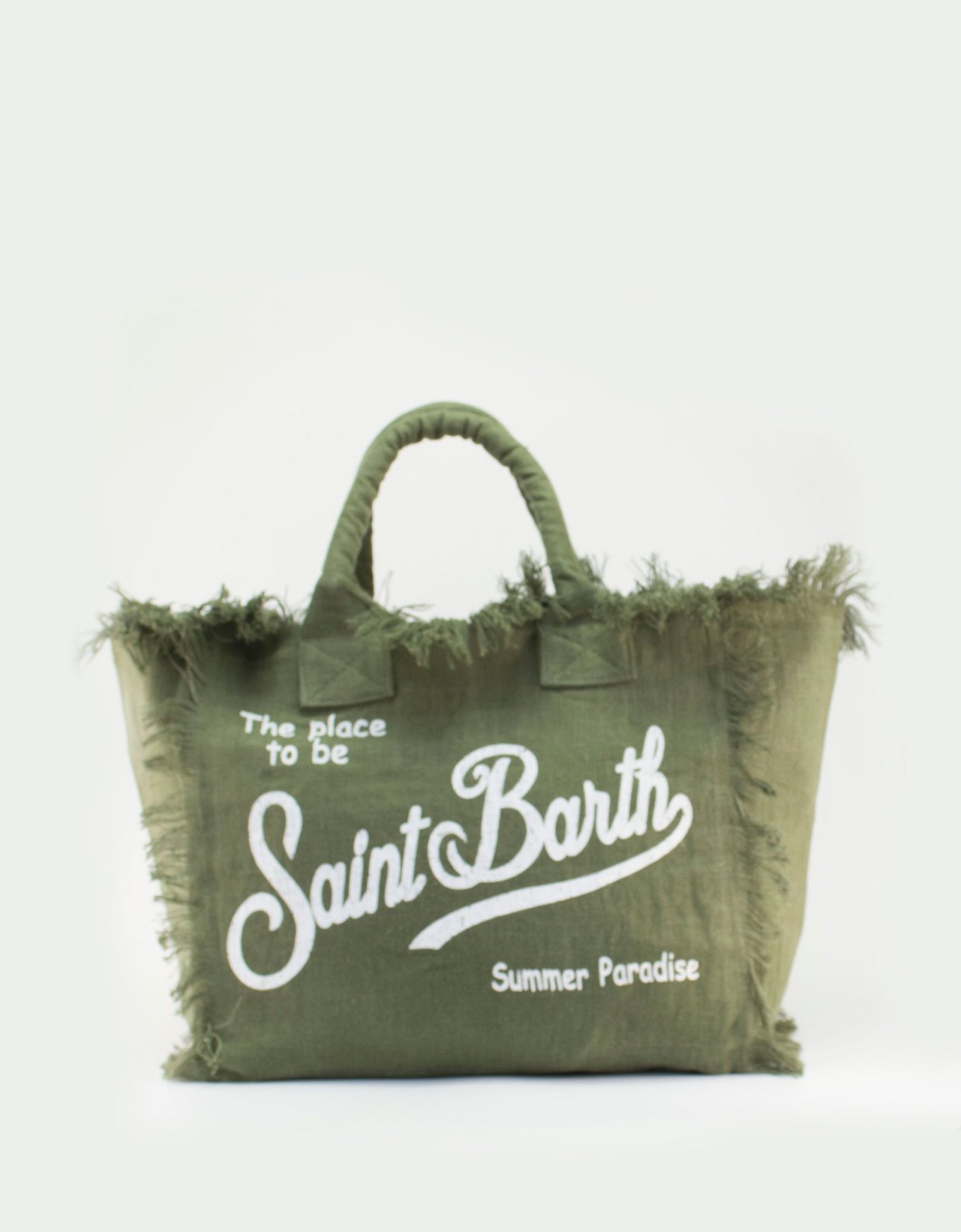 MC2 Saint Barth Vanity military green linen shoulder bag