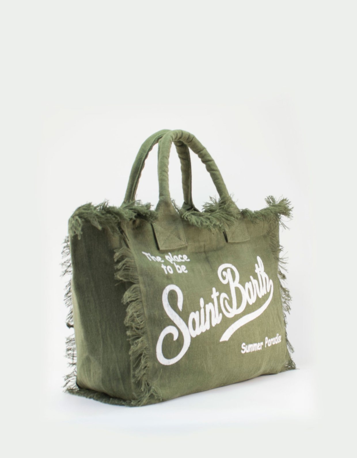 MC2 Saint Barth Vanity military green linen shoulder bag