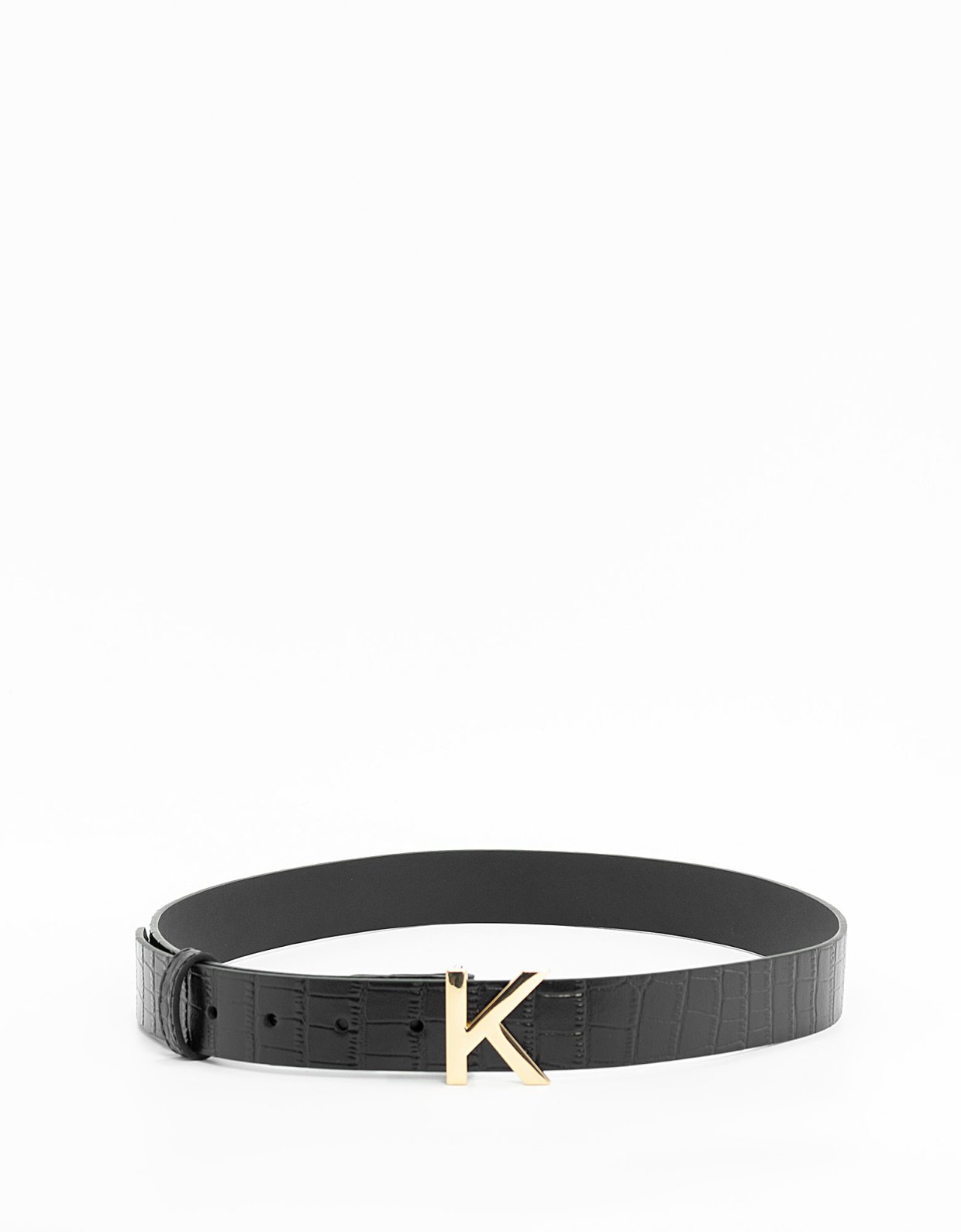 Kendall + Kylie Leather croco KK belt black