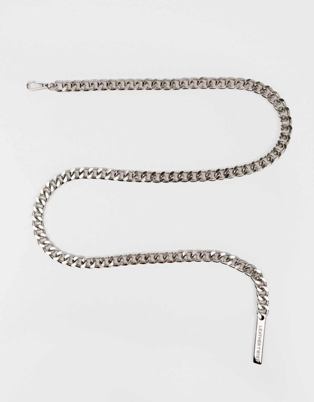Leather Twist Twist chain belt silver