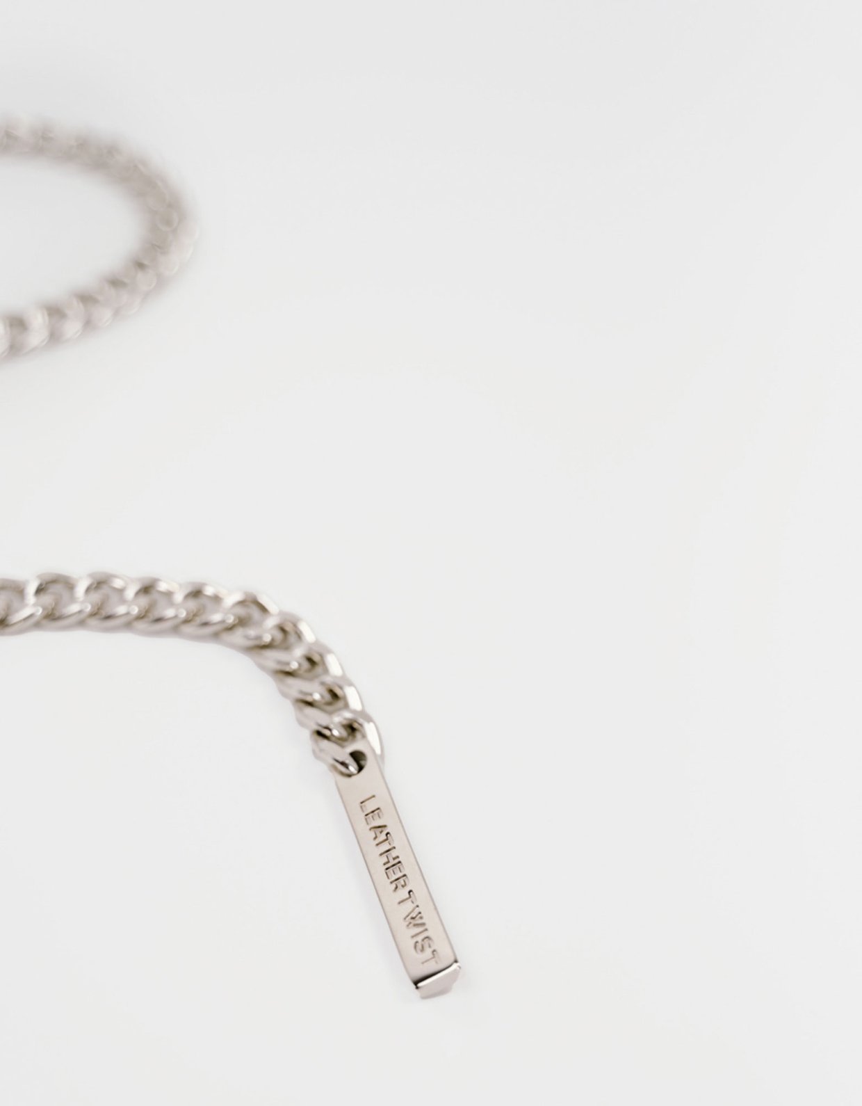 Leather Twist Twist chain belt silver