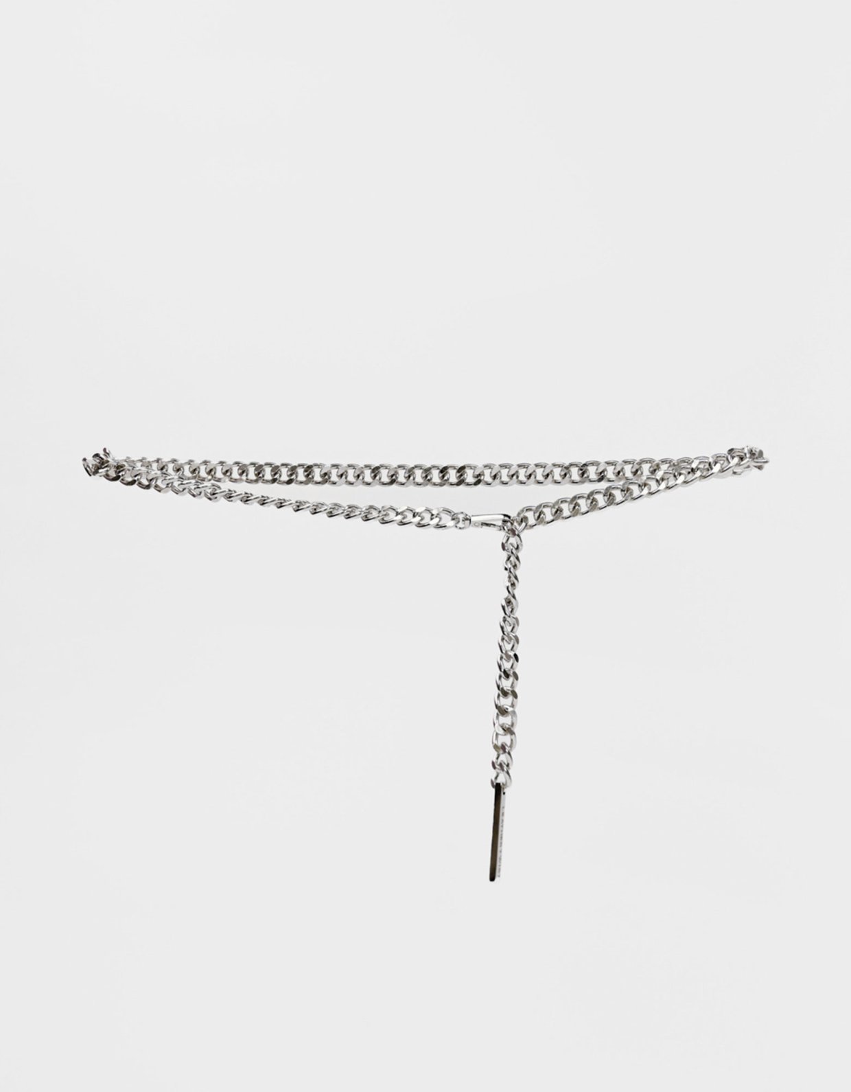 Leather Twist Twist chain belt silver