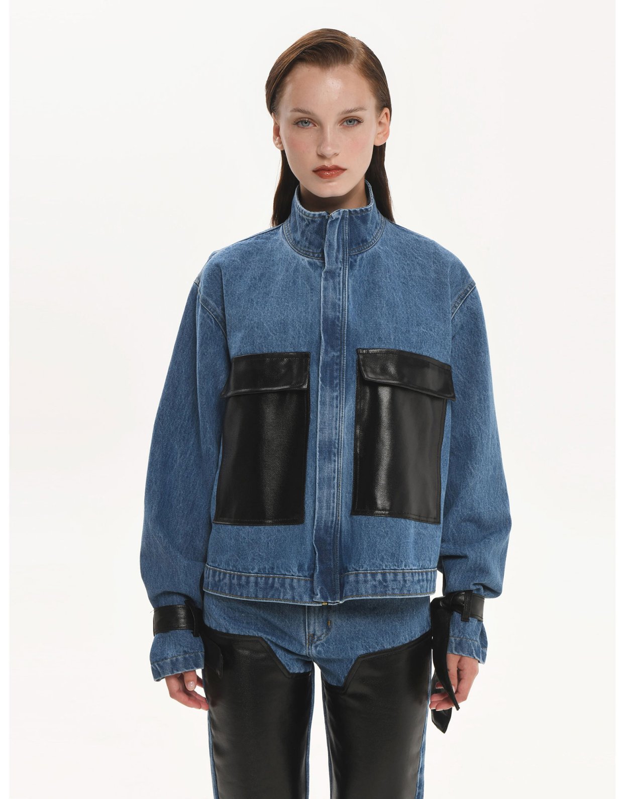 Sac & CO Jeans Aelina denim jacket blue and black foil