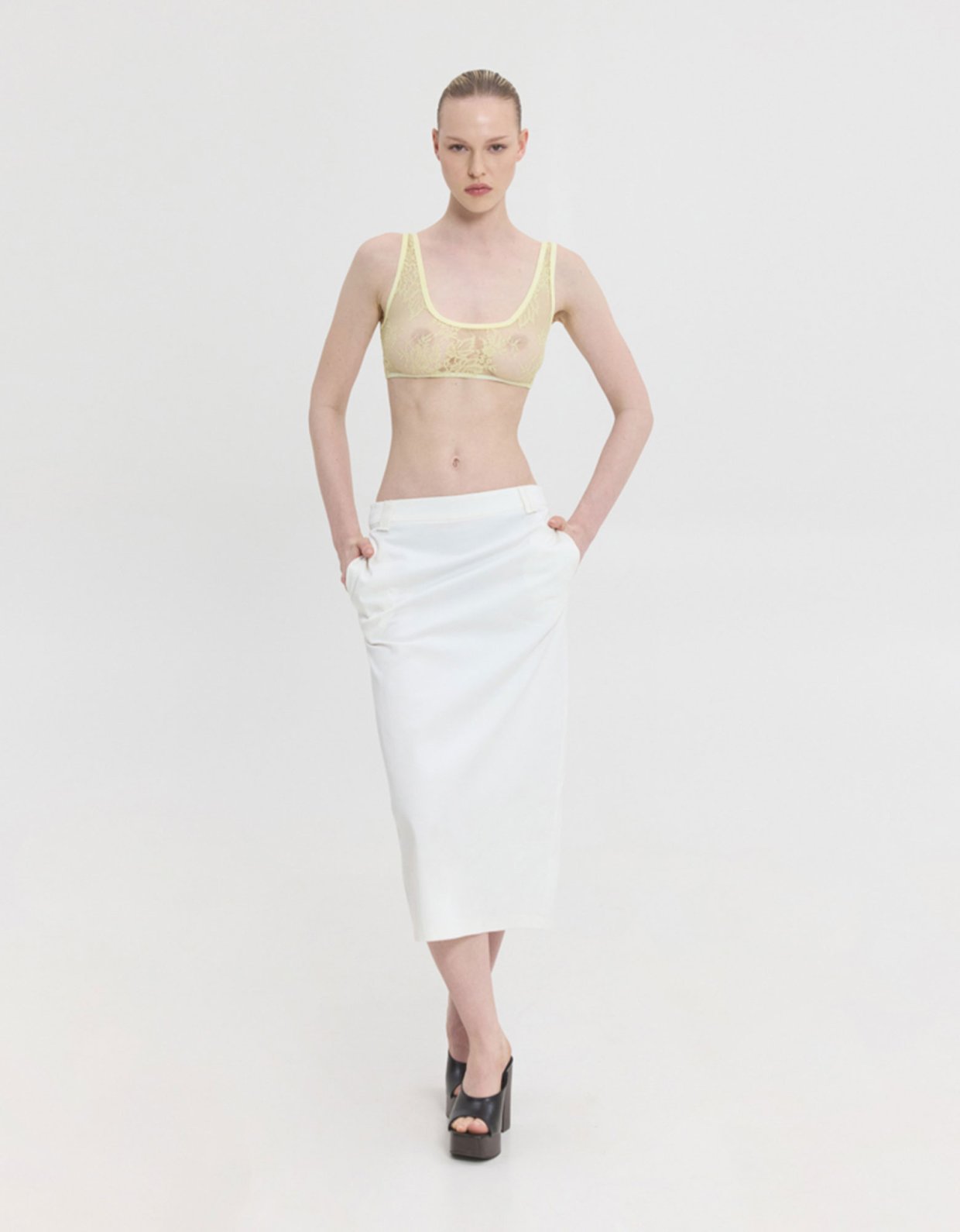 Sunset go Devon midi skirt white