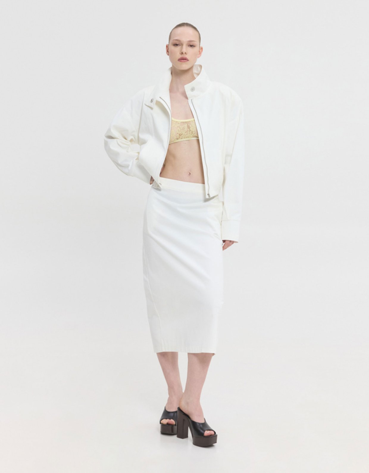 Sunset go Devon midi skirt white