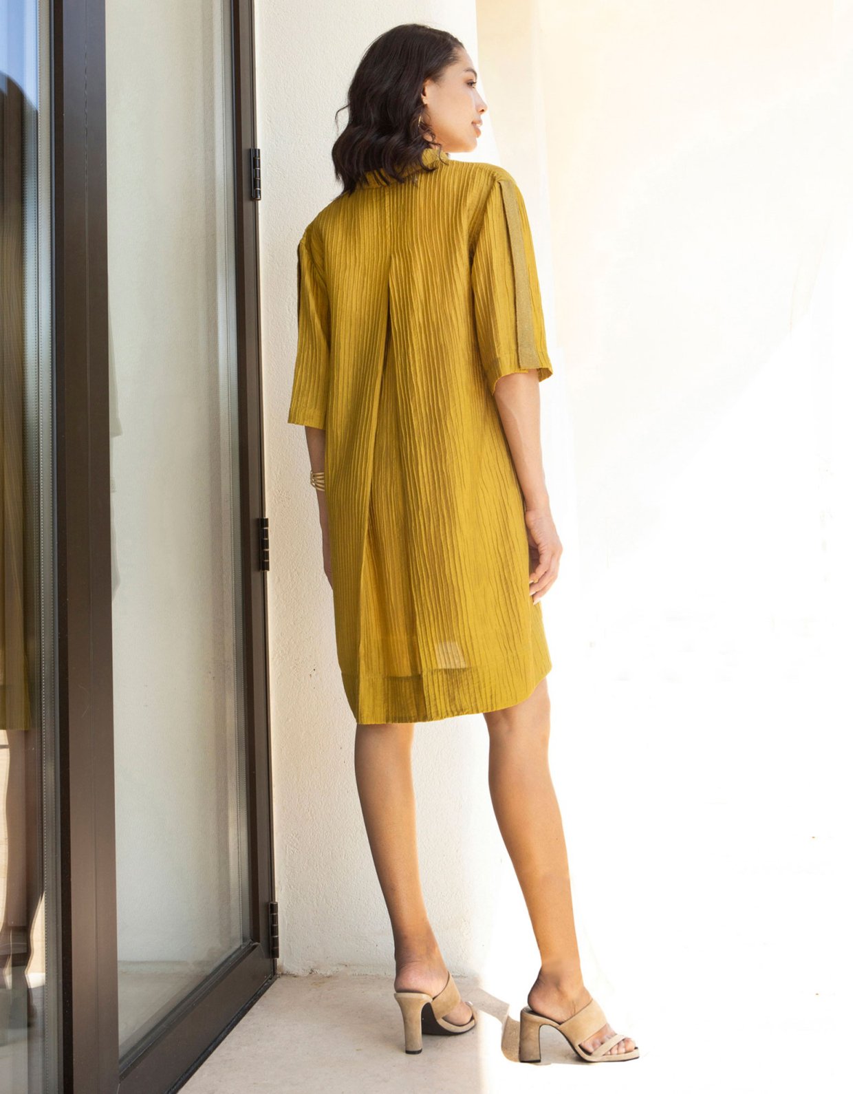 Aggel Knitwear Embossed fabric mini dress olive