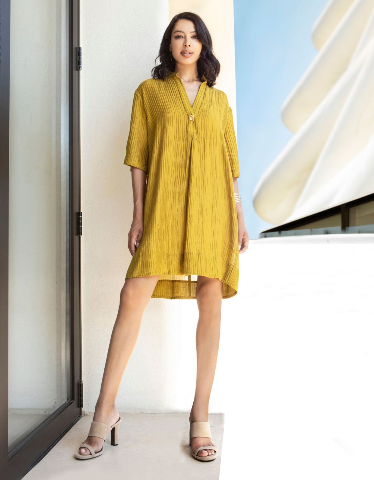 Aggel Knitwear Embossed fabric mini dress olive