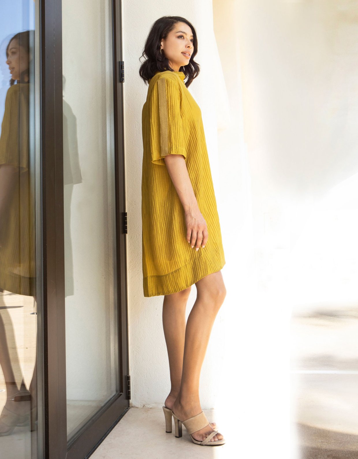 Aggel Knitwear Embossed fabric mini dress olive