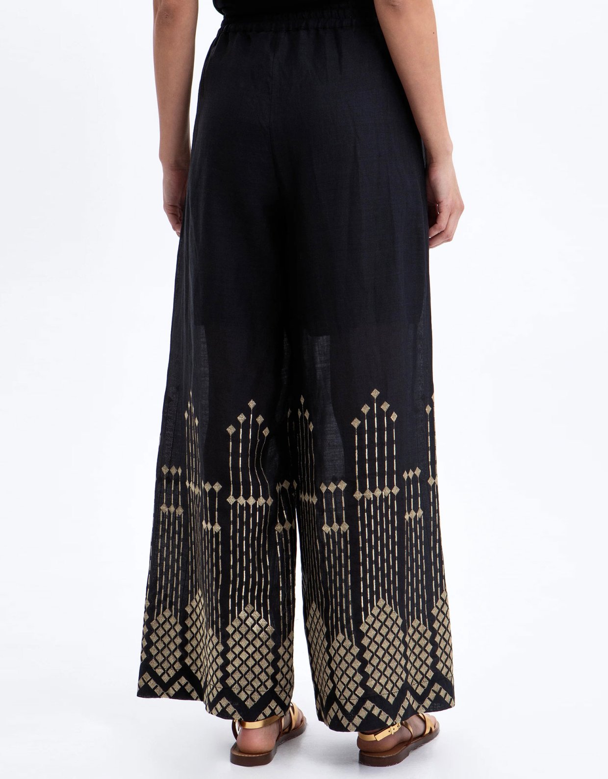 Greek Archaic Kori Embroidered pants black-gold