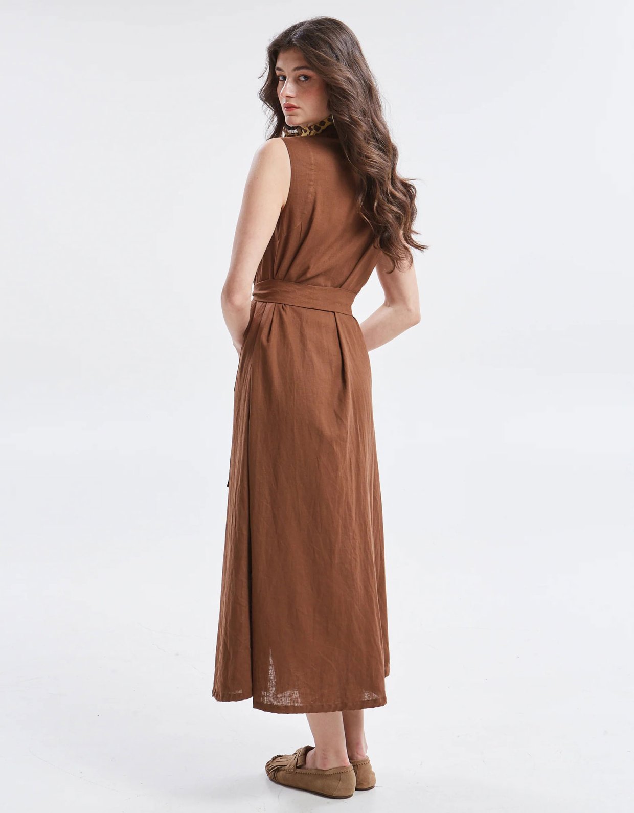 Ananke Clothing Maribel linen shirt dress brown