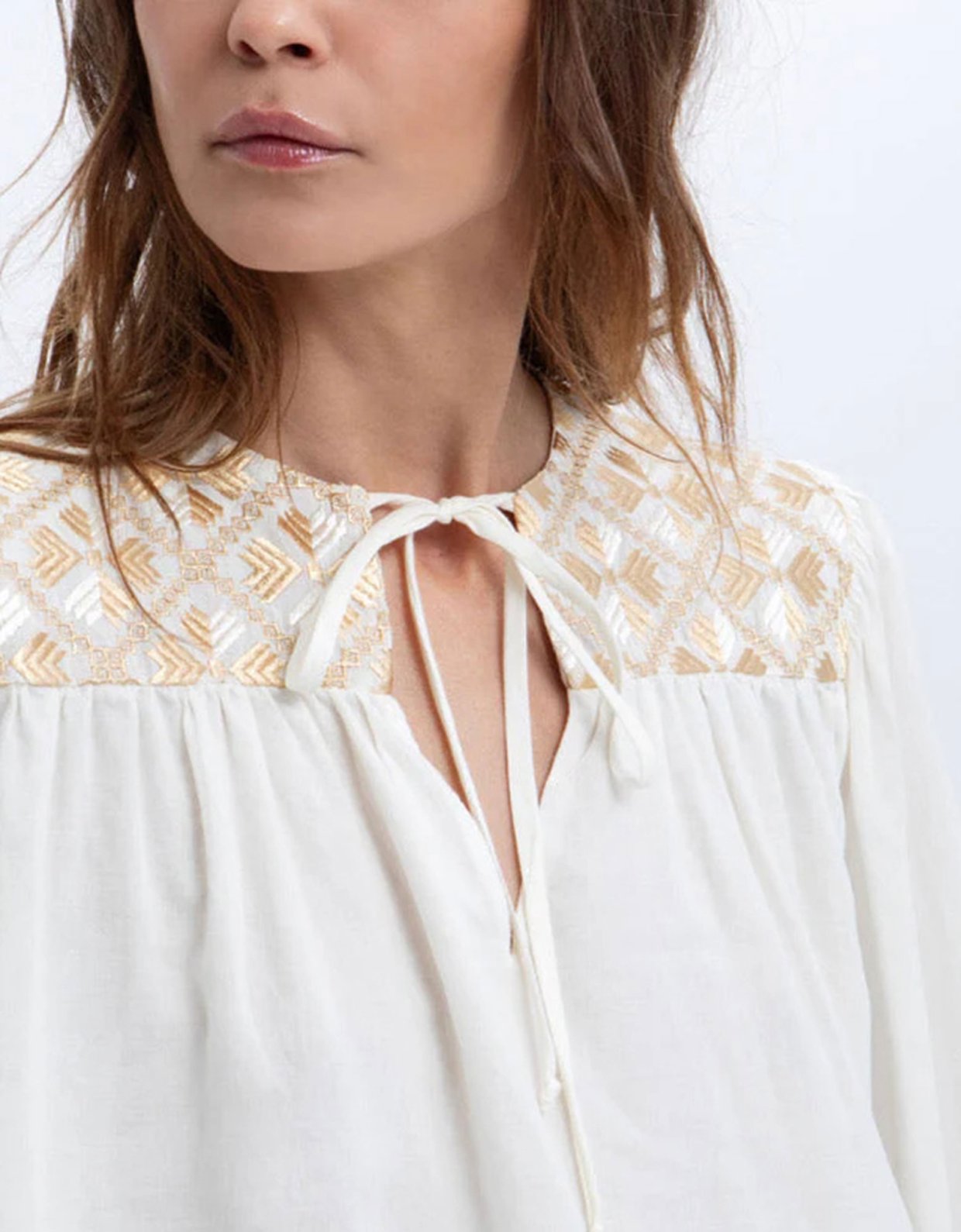 Greek Archaic Kori Flakes blouse cords white-gold  champagne