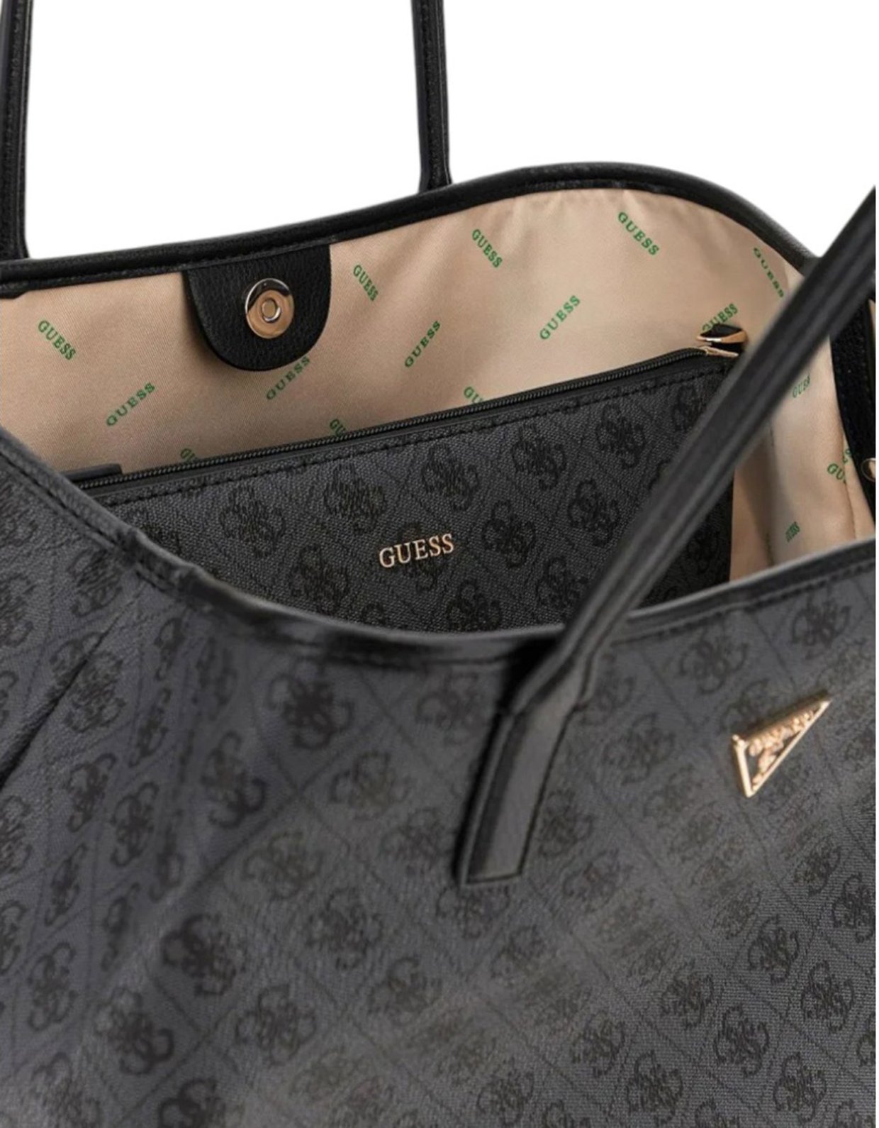 Guess Eco Victtoria large 2 in1 tote bag coal logo