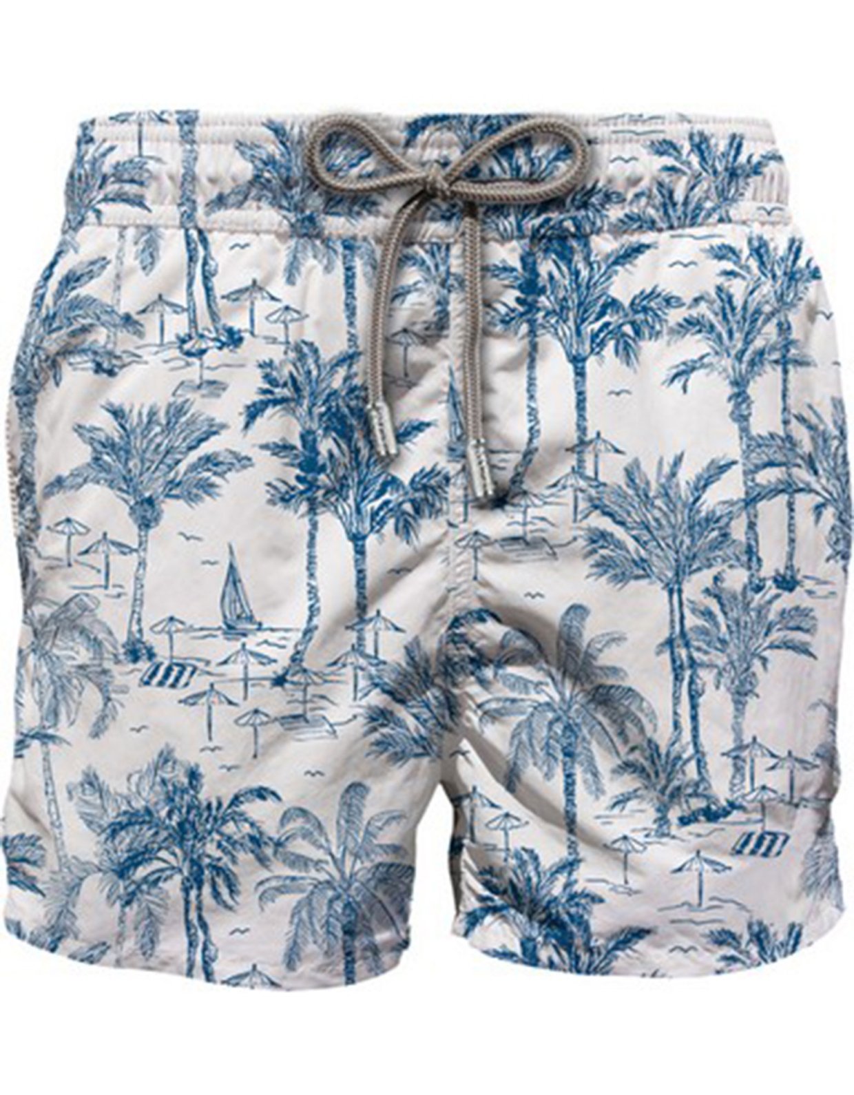 MC2 Saint Barth Mid-length gustavia swim shorts with toile de jouy print blue