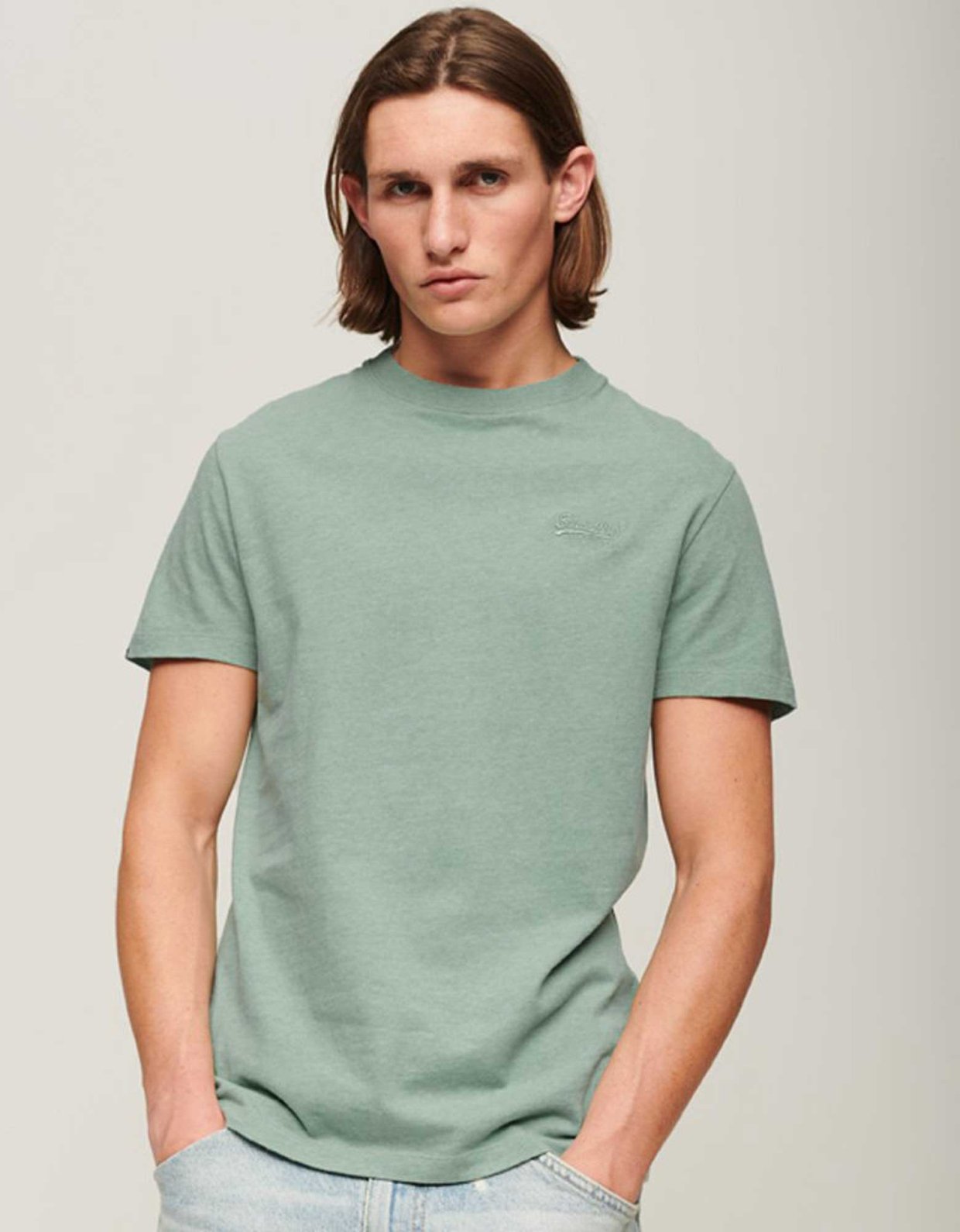 Superdry Ovin essential logo emb tee seawater grey