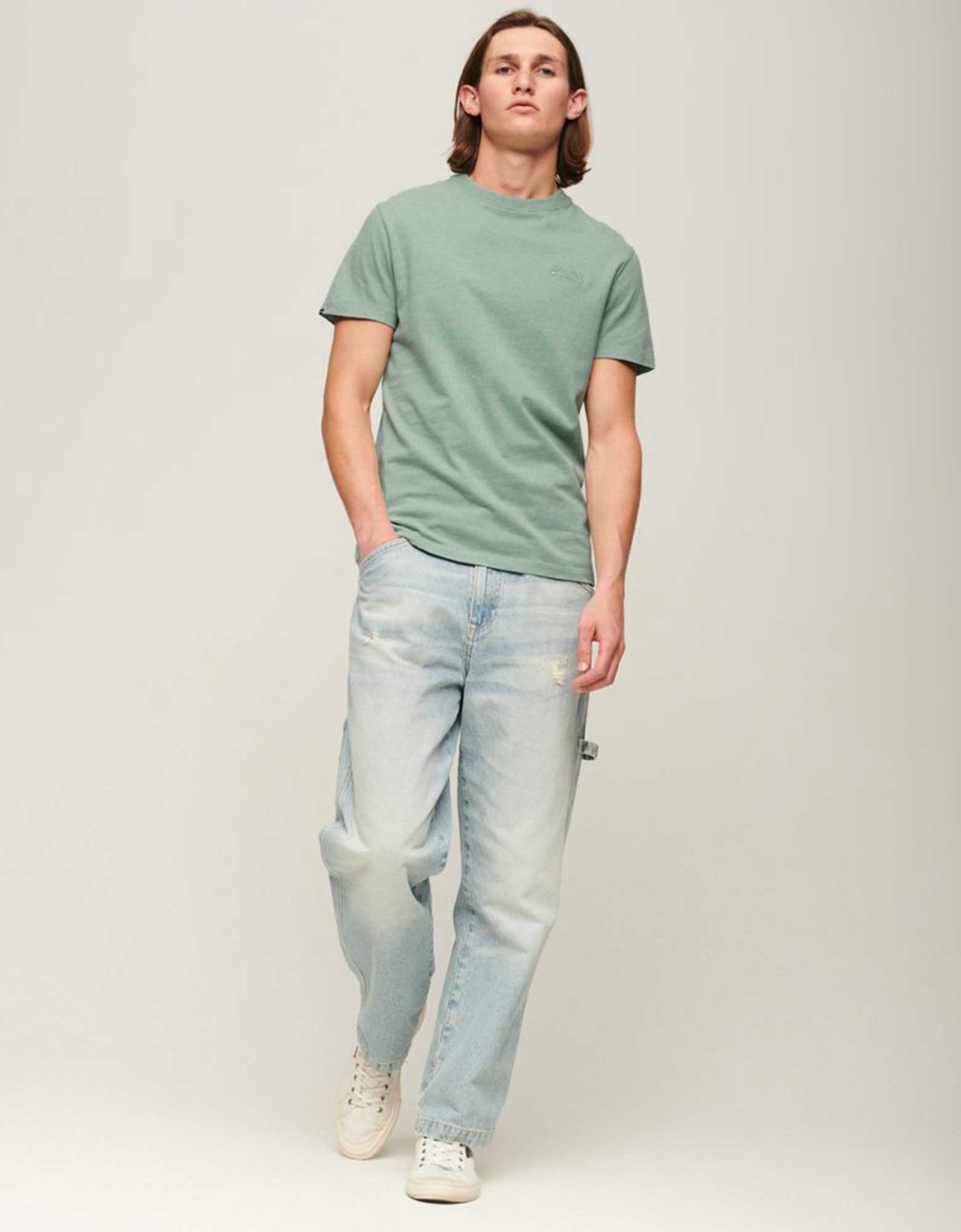 Superdry Ovin essential logo emb tee seawater grey