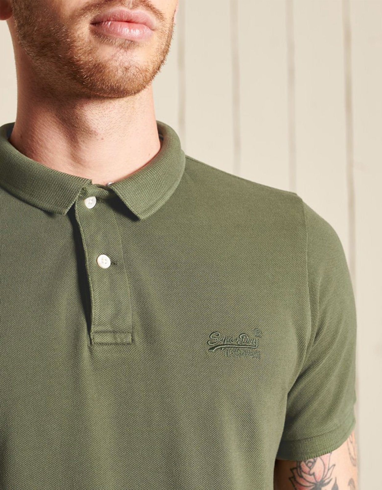 Superdry Vintage destroy polo olive khaki