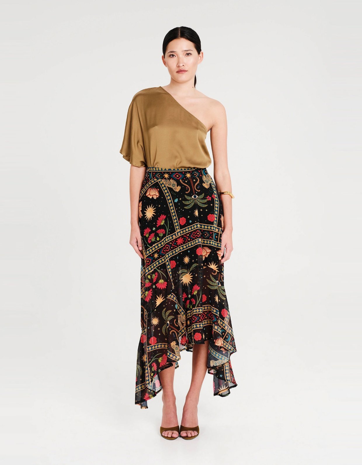 Peace and Chaos Hymn one shoulder top bronze