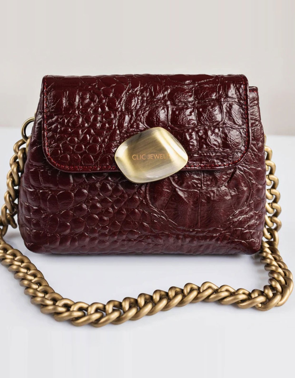 Clic Jewels Maya mini bag bordeaux croco