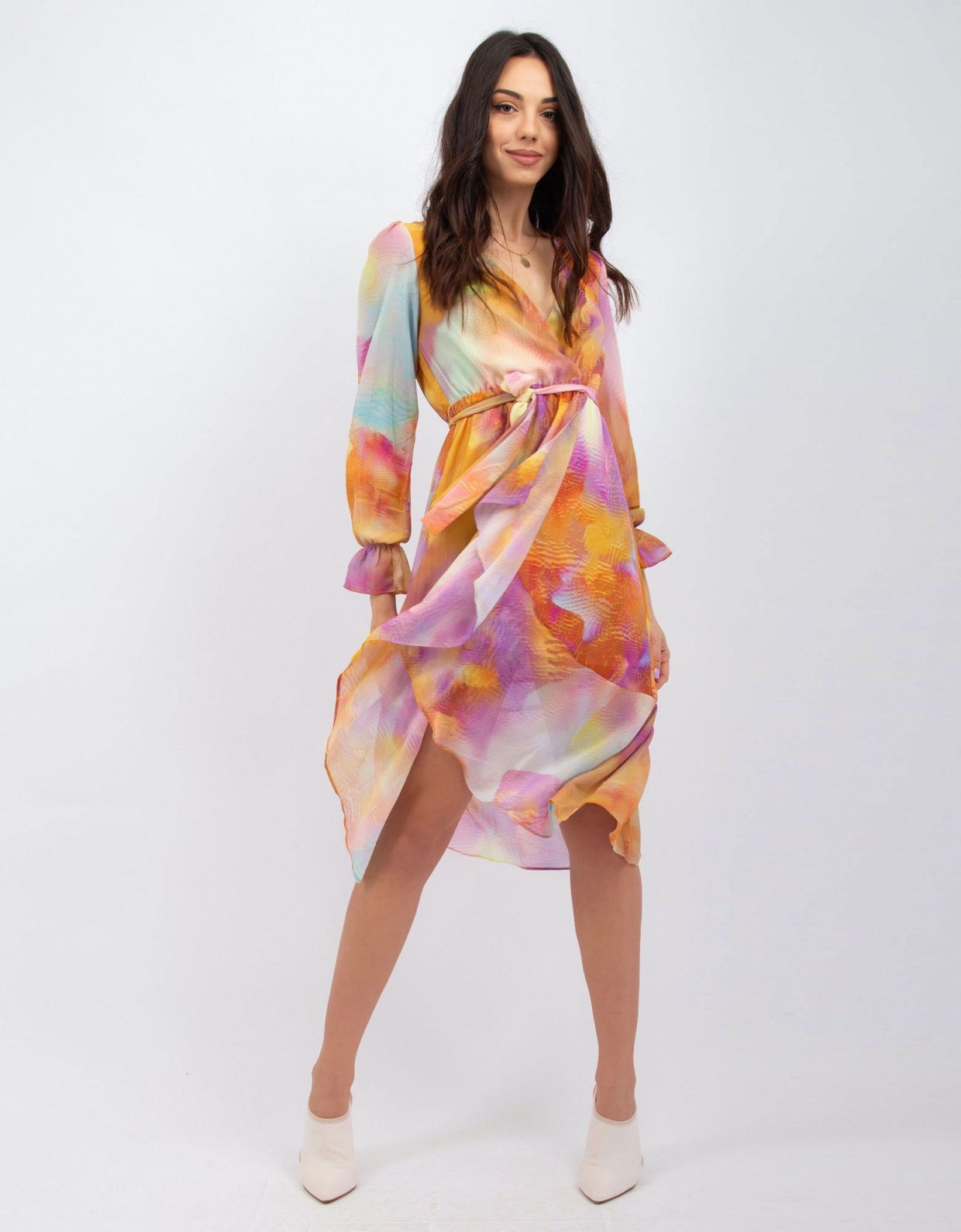 tie dye wrap dress