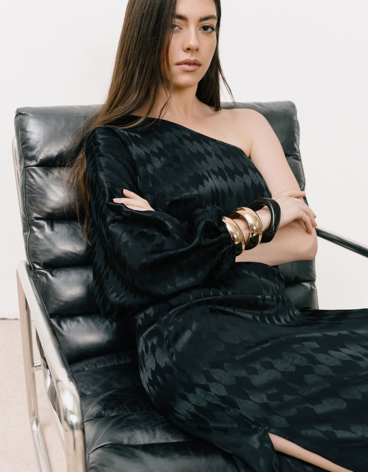 Georgia Sini Noon one shoulder black dress
