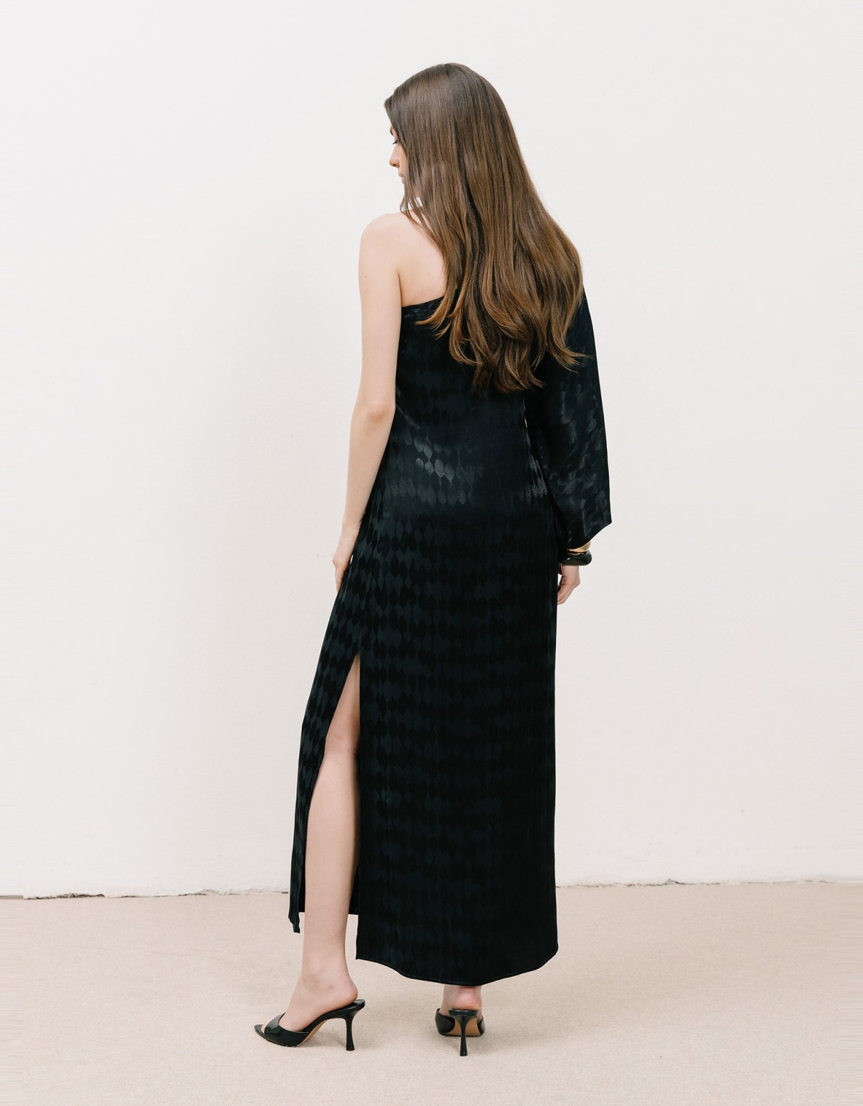 Georgia Sini Noon one shoulder black dress