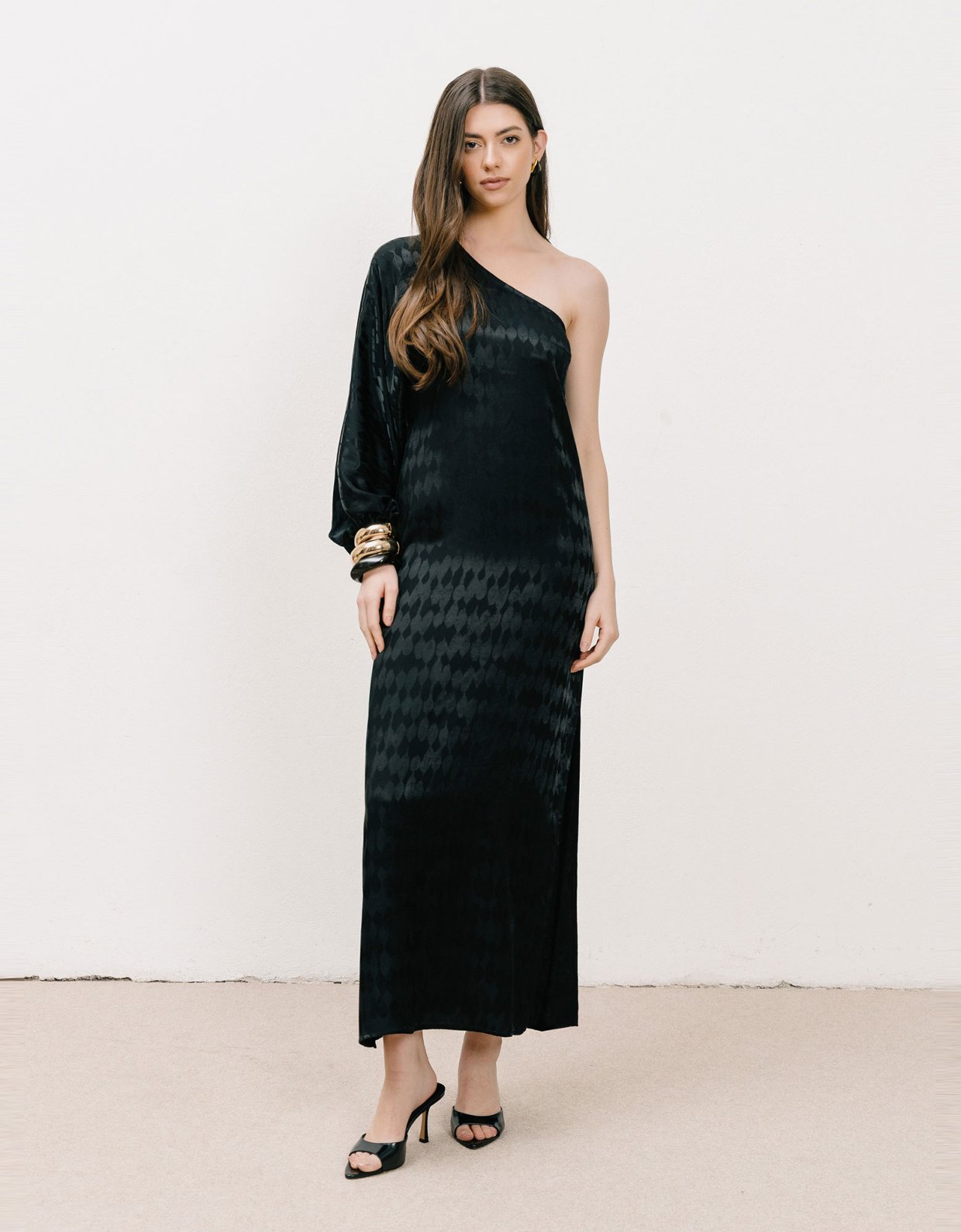Georgia Sini Noon one shoulder black dress