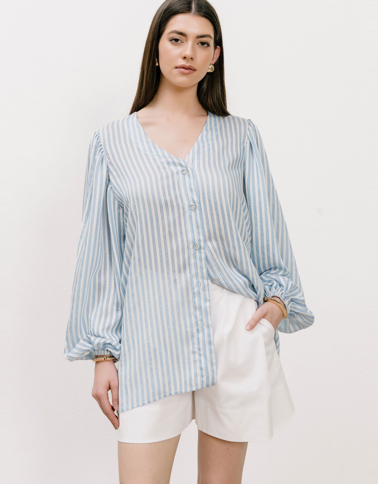 Georgia Sini Sable blue striped shirt