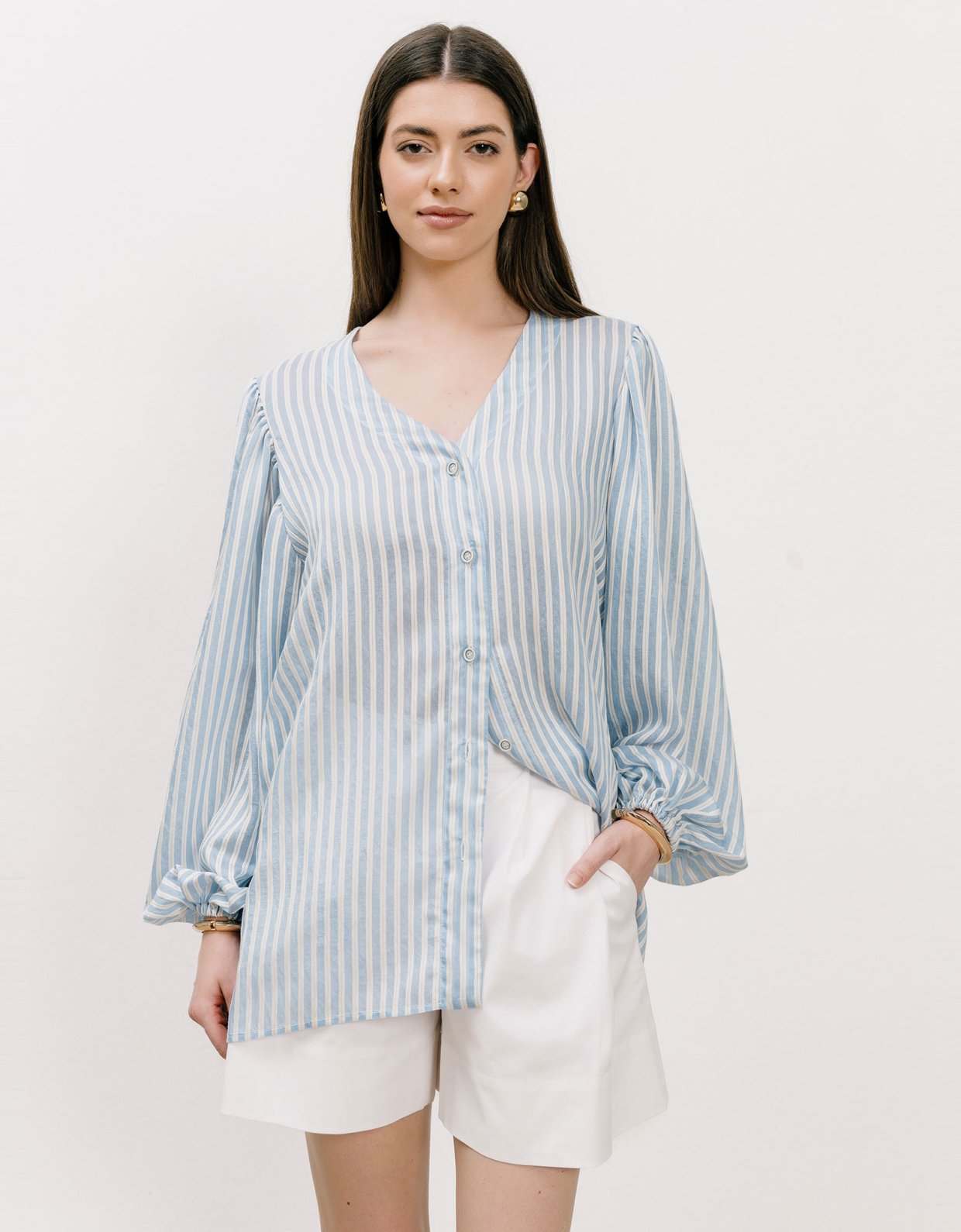 Georgia Sini Sable blue striped shirt