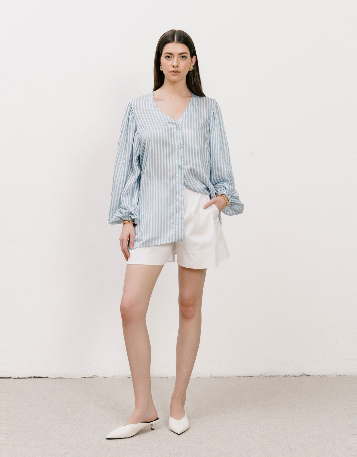 Georgia Sini Sable blue striped shirt