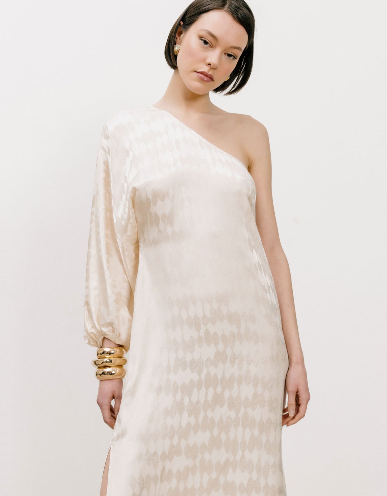 Georgia Sini Noon one shoulder off white dress