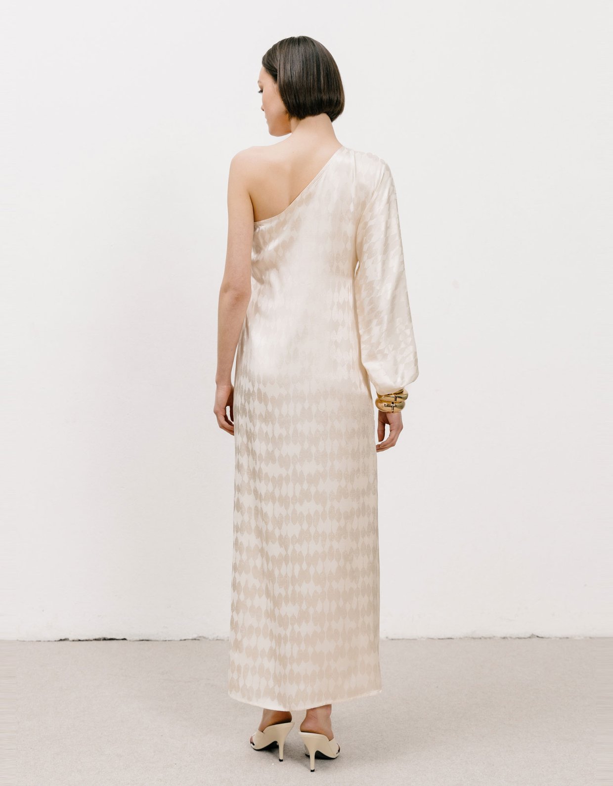 Georgia Sini Noon one shoulder off white dress
