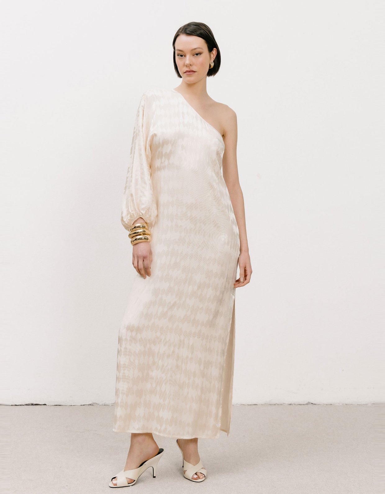 Georgia Sini Noon one shoulder off white dress