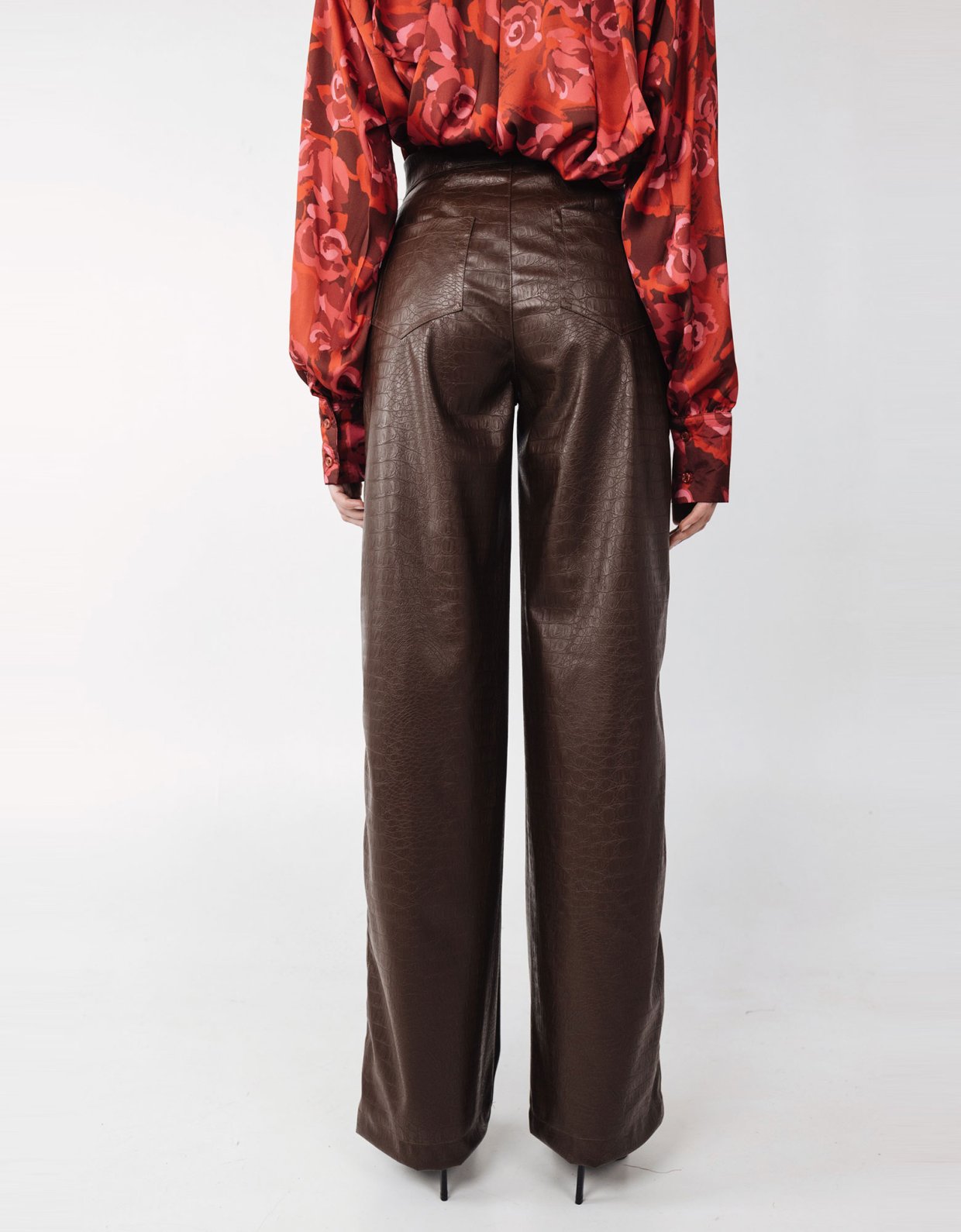 Ciel Concept Croco vegan leather pants chocolate brown