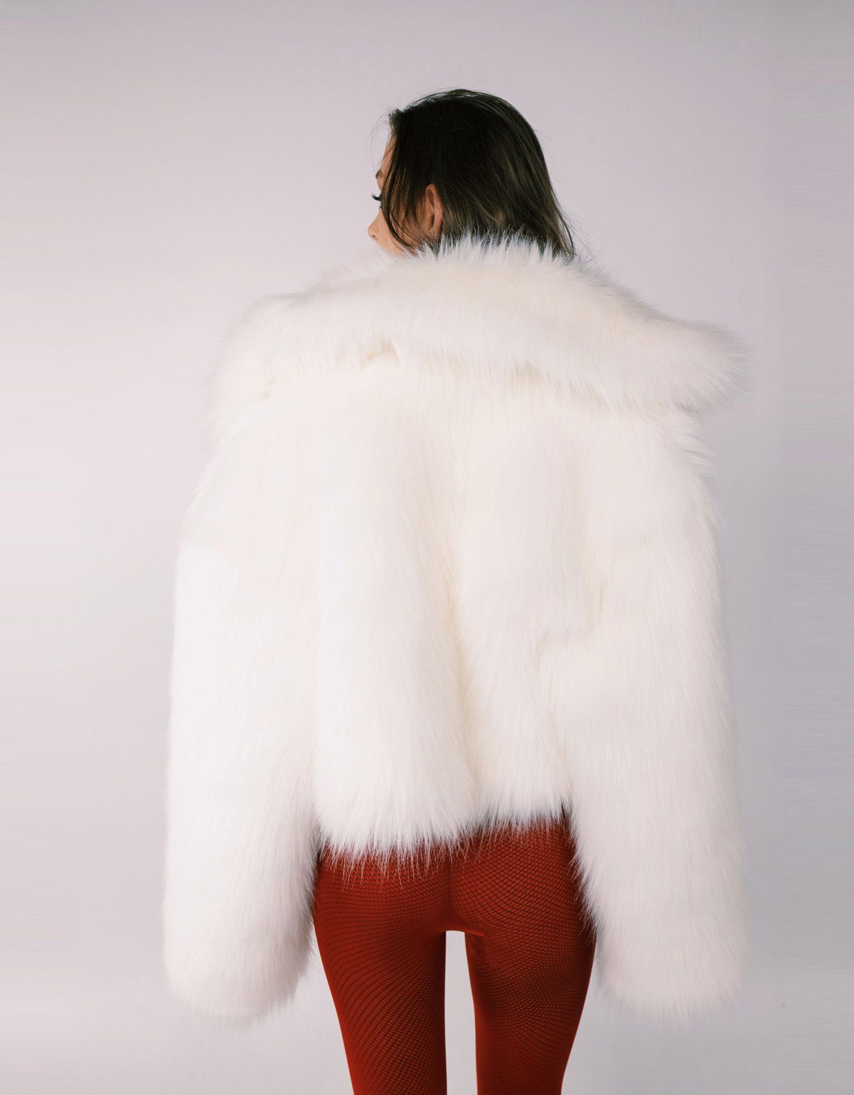 Ciel Concept Aurora white crop faux fur coat