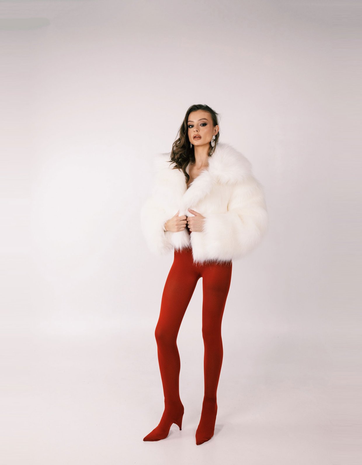 Ciel Concept Aurora white crop faux fur coat