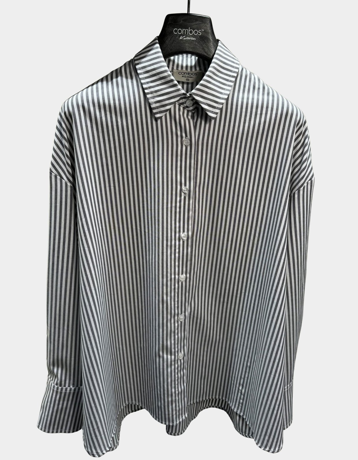 Combos Knitwear Grey oversized shirt stripes