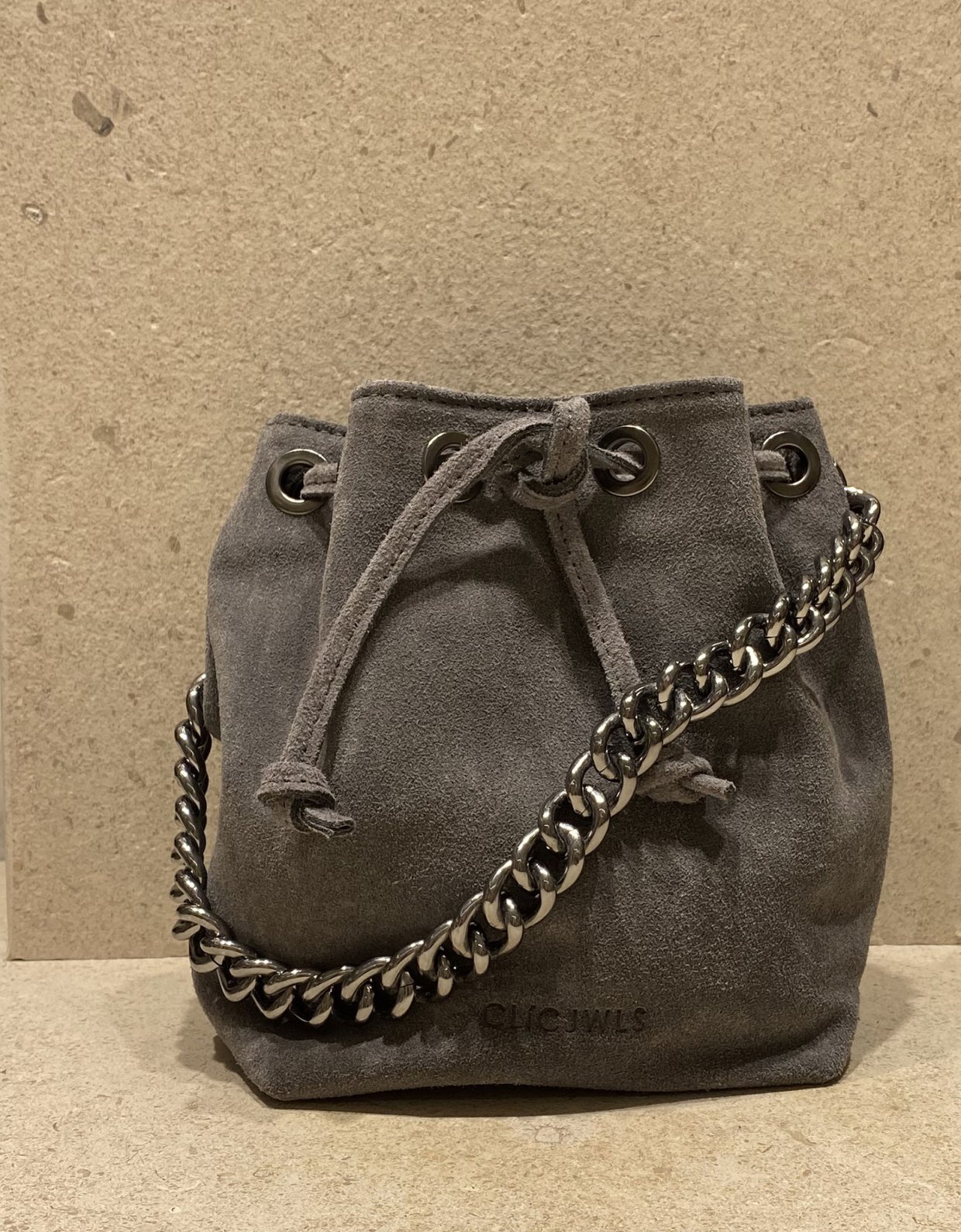 Clic Jewels Small bucket bag dark grey suede