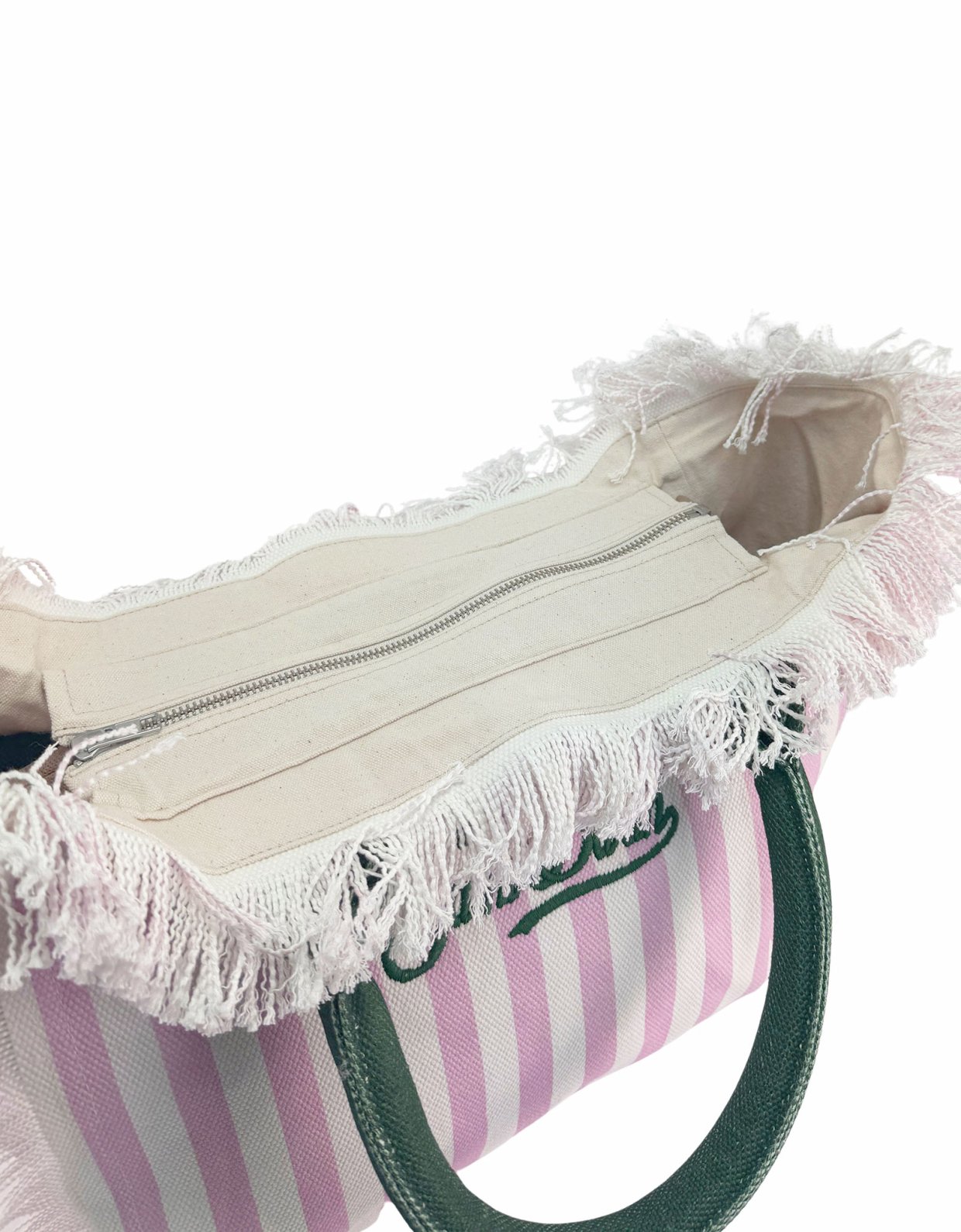 MC2 Saint Barth Cotton canvas vanity tote bag with pink striped print